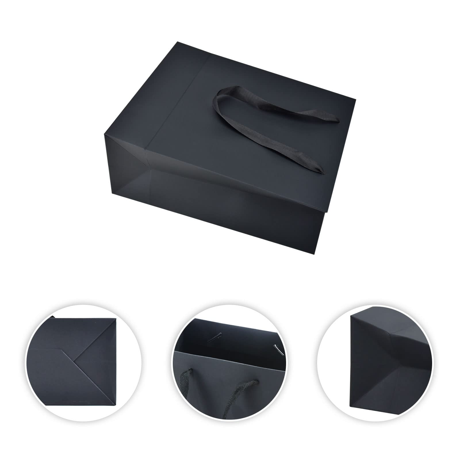 HUAPRINT 30 Pack Matte Black Paper Gift Bags with Handles - 10