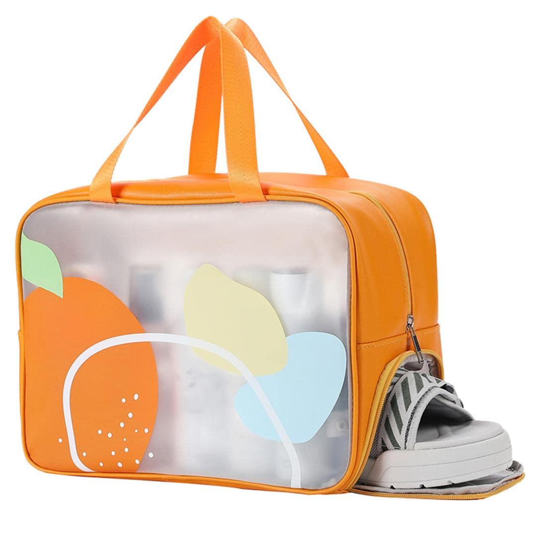 **Clear PVC Zippered Toiletry Bag - Waterproof Travel Makeup & Cosmetic Organizer for Women & Men - Perfect for Toiletries, Pencils, & Travel Essentials (Orange)**    *(Ideal for Air Travel, Gym, Camping, & Daily Organization)*