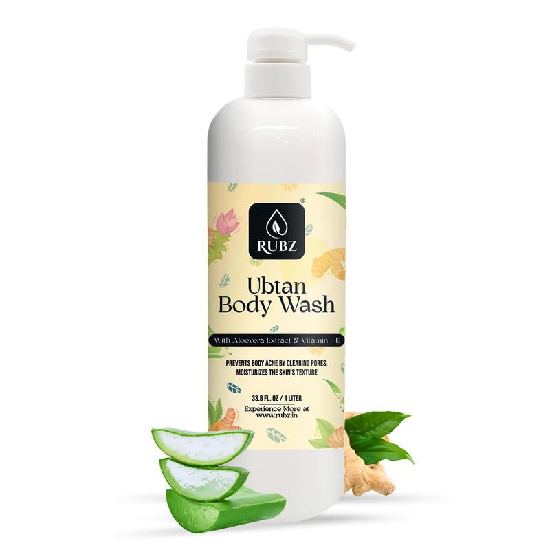 Rubz Ubtan Body Wash - Glycerin & Natural Extracts Enriched, Soap-Free for Women & Men | Paraben & SLS Free | 1L | Perfect for Daily Hydration & Sensitive Skin Care