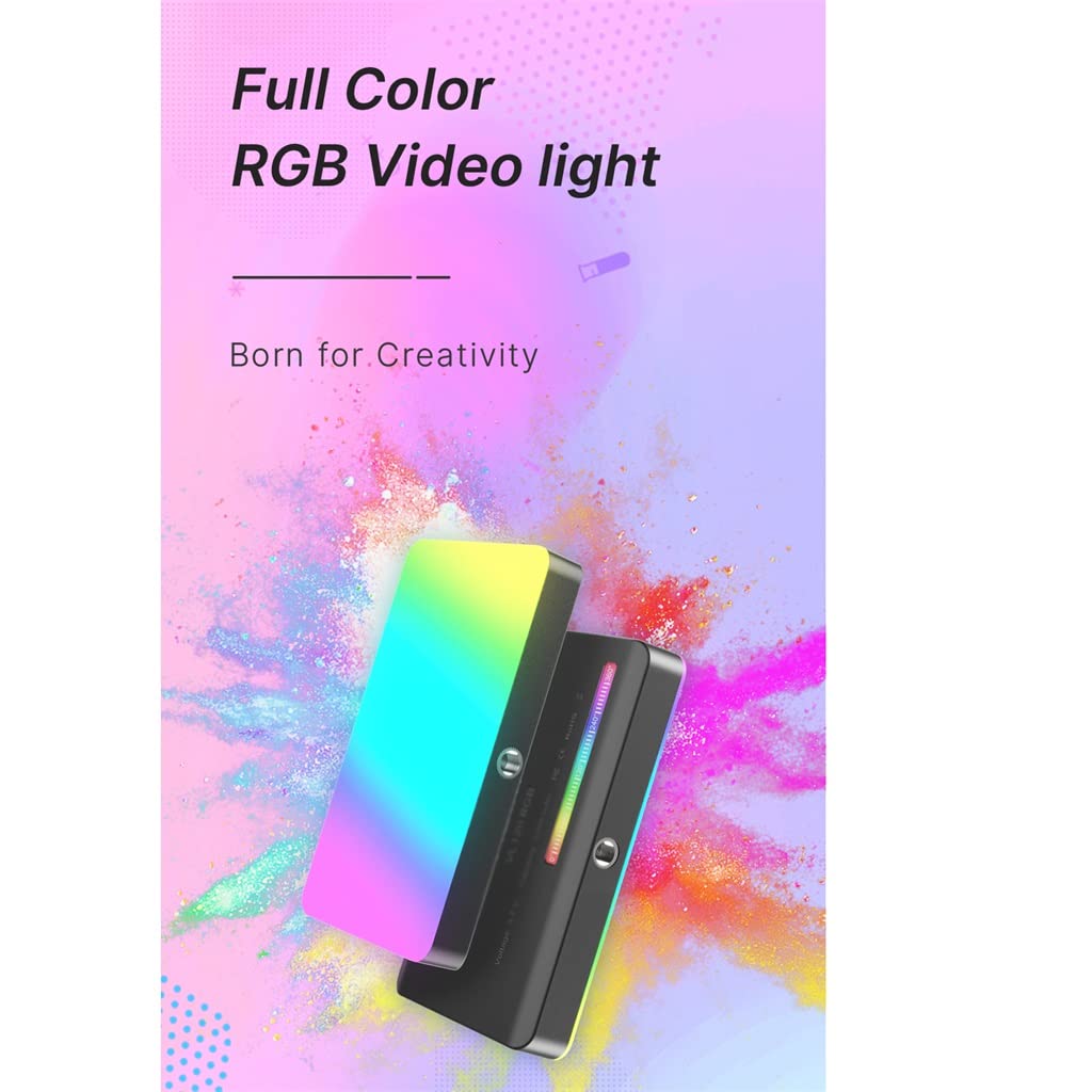 NANZU Mini RGB Video Light with Screen Diffuser - Portable Camera Monitor & Smartphone Selfie Light for YouTube, TikTok, Vlogging & Photography