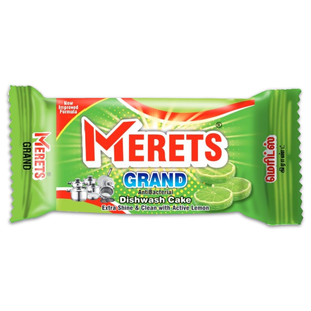 MERETS Dishwashing Bars (Pack of 5) - Natural Lemon Scented Soap for Tough Grease & Bacteria Removal | Gentle on Hands | 155g x 5 Bars | Ideal for Kitchen Cleaning, Camping & Eco-Friendly Home Use