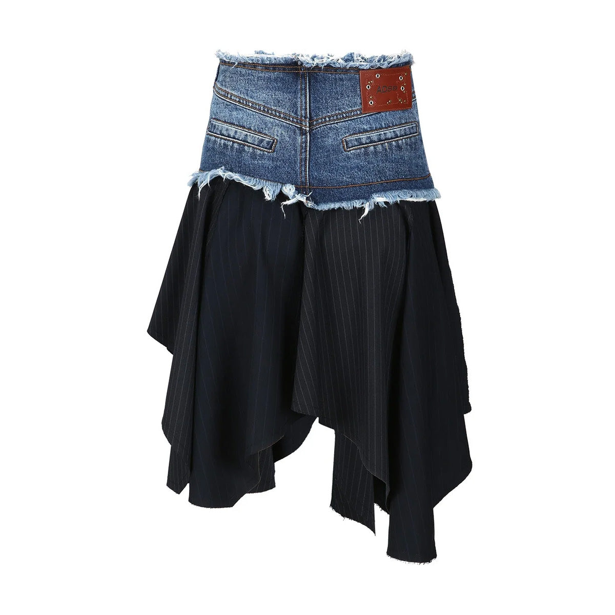 Women's Denim Combination Fairy Skirt in Navy Blue - Perfect for Casual Outings, Date Nights & Boho Fashion Styles