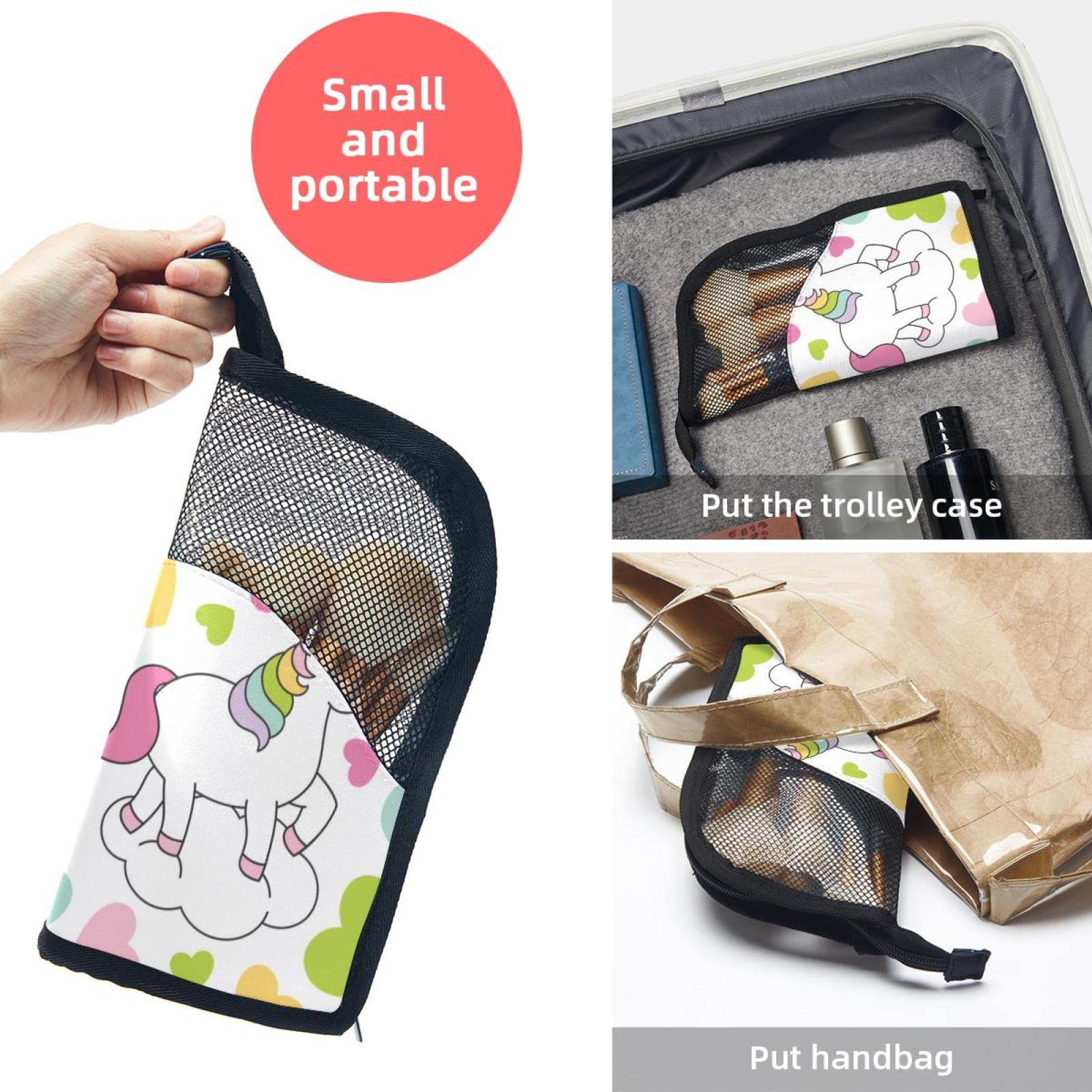 Rainbow Unicorn Makeup Brush Organizer Bag with 12 Slots - Portable Heart-Shaped Cosmetic Brush Holder Case for Travel & Home Vanity Organization