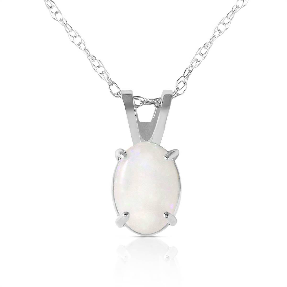 0.45 Carat 14K Solid White Gold Opal Pendant Necklace for Women - Elegant Dainty Jewelry Gift for Birthday, Anniversary & Special Occasions