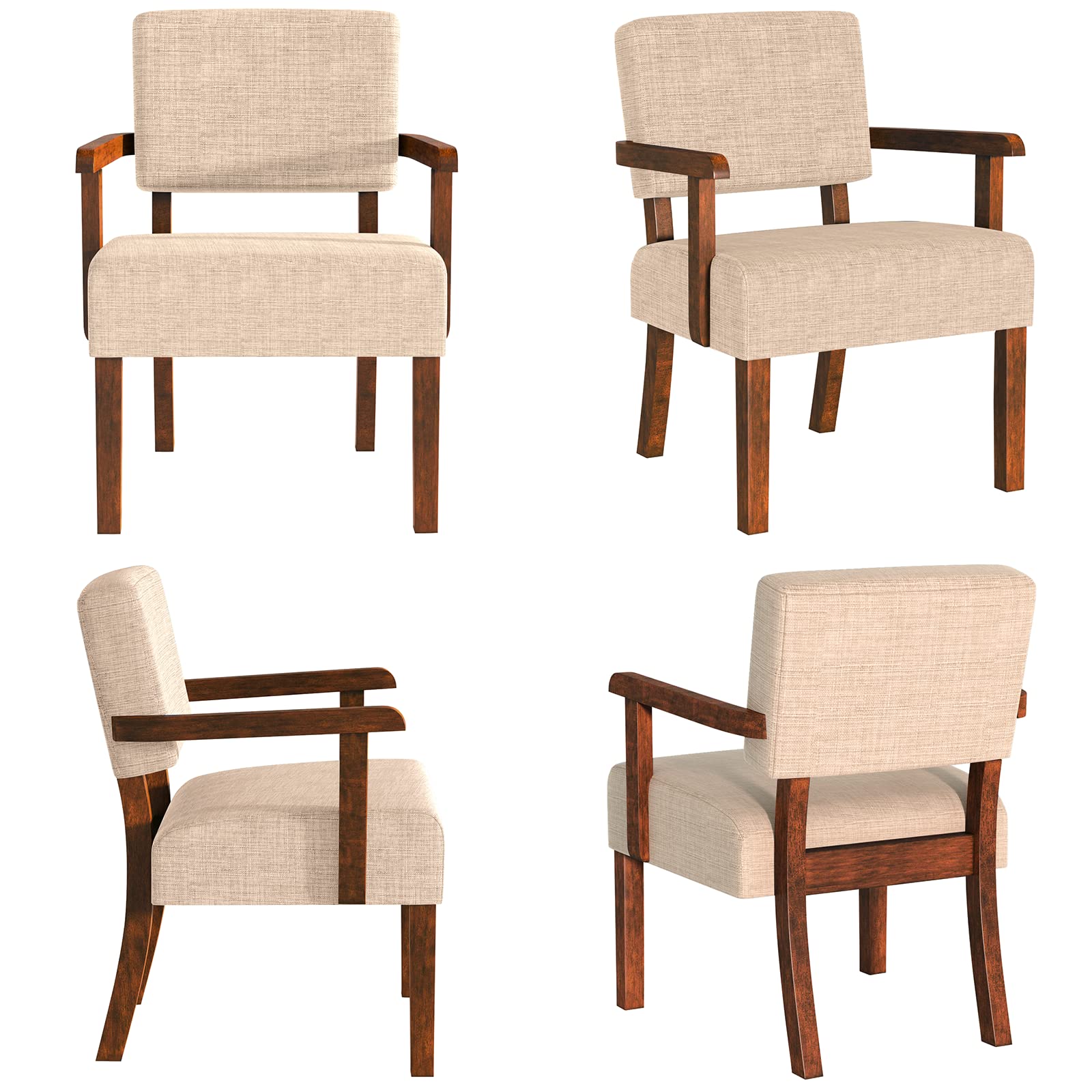 2-Piece Accent Chair Set with Side Table - Soft Upholstered Armchairs for Living Room, Bedroom, Reading Nook & Office Waiting Area - Beige Modern Lounge Chairs (AC01) | Perfect for Small Spaces, Apartment Decor & Cozy Seating