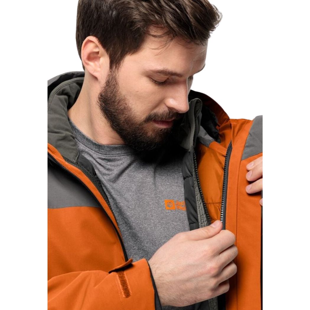 Jack Wolfskin Glaabach 3-in-1 Men's Waterproof Jacket - Windproof & Insulated Winter Coat for Hiking, Camping & Outdoor Adventures