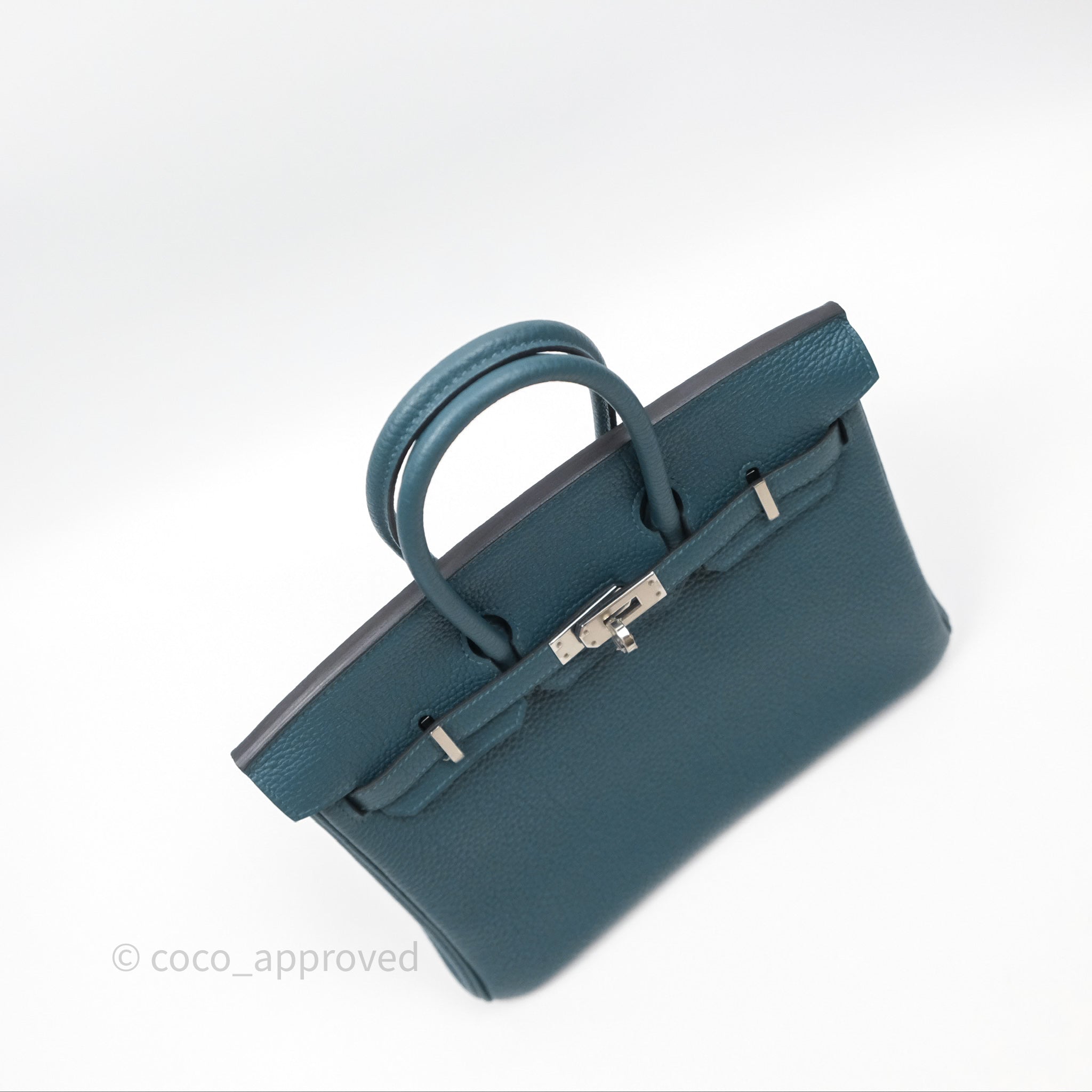 Luxury Hermès Birkin 25 Handbag - Vert Bosphore W0 / Bleu Océan Z7 Togo Leather with Palladium Hardware | Perfect for Work, Travel & Special Occasions