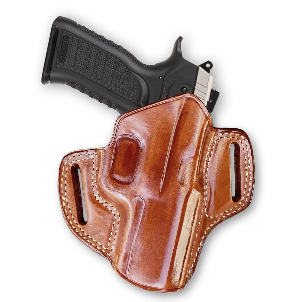 Premium Leather OWB Pancake Holster Open Top for EAA Witness Polymer Carry 9mm 3.6