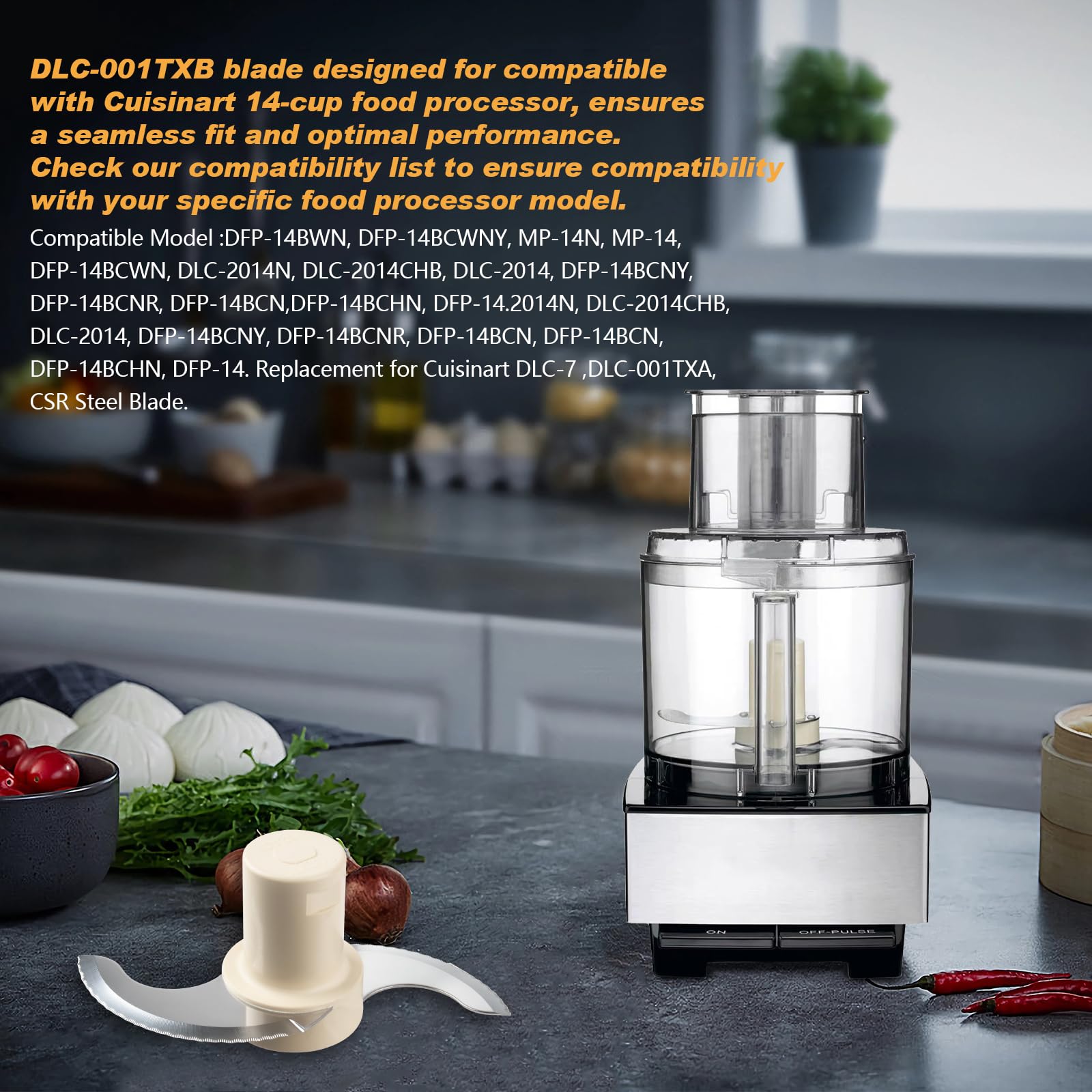 Original Title: DLC-001TXB Food Processor Main Stainless Steel Chopping Blade, Replacement Cuisinart Food Processor Blade | Cuisinart food processor replacement parts for 14 Cup Model   Optimized Title: **Cuisinart 14-Cup Food Processor Replacement Stainless Steel Chopping Blade - DLC-001TXB - Compatible with 14 Cup Models - Perfect for Chopping, Slicing & Food Prep**
