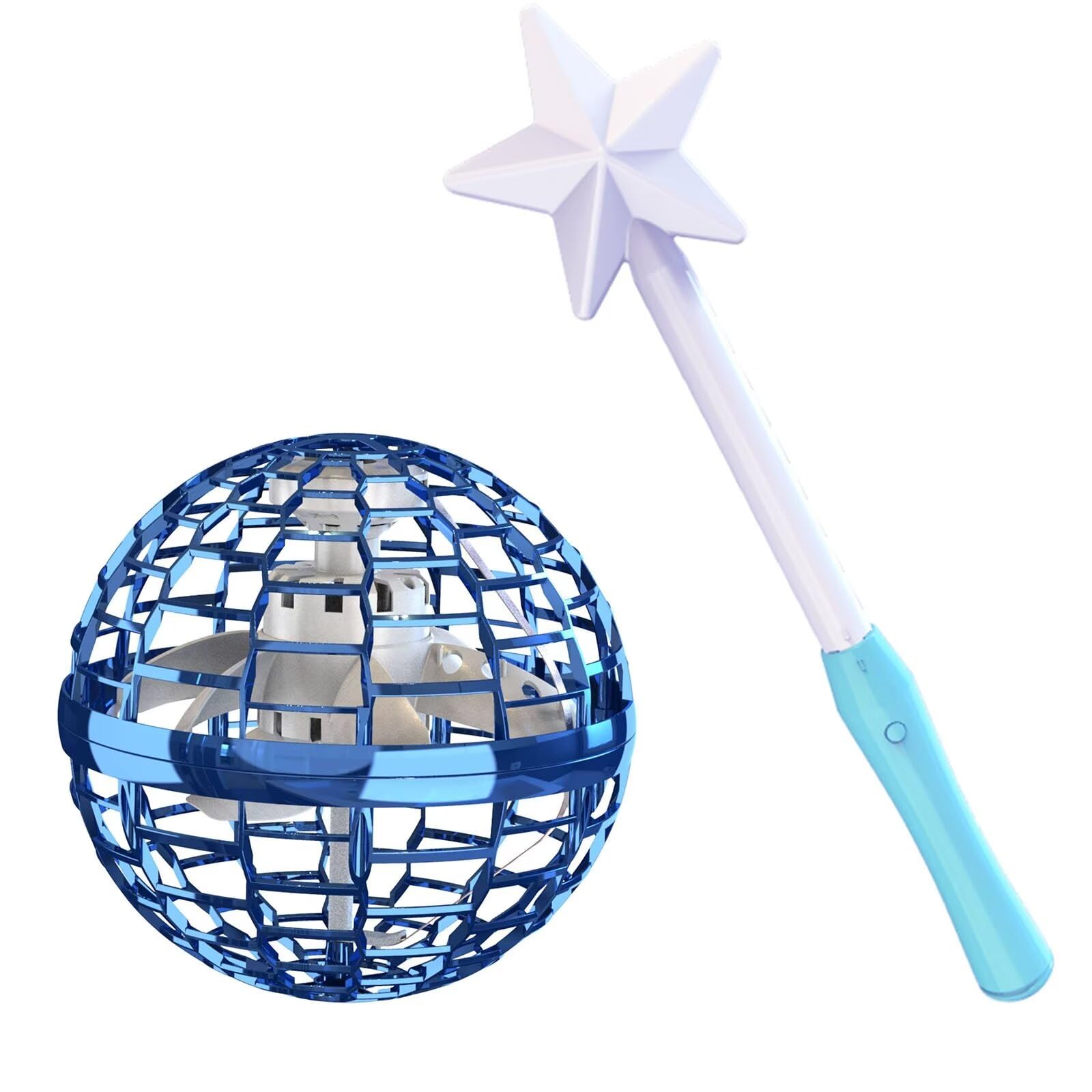 ATHLERIA Blue Flying Orb Ball with Wand - Cosmic Globe Hover Boomerang Mini Drone for Kids (Ages 6-10) | Cool Gadgets & STEM Toys for Boys Girls Teens | Perfect Christmas Birthday Gift | Indoor Outdoor Play, Backyard Fun, Party Entertainment