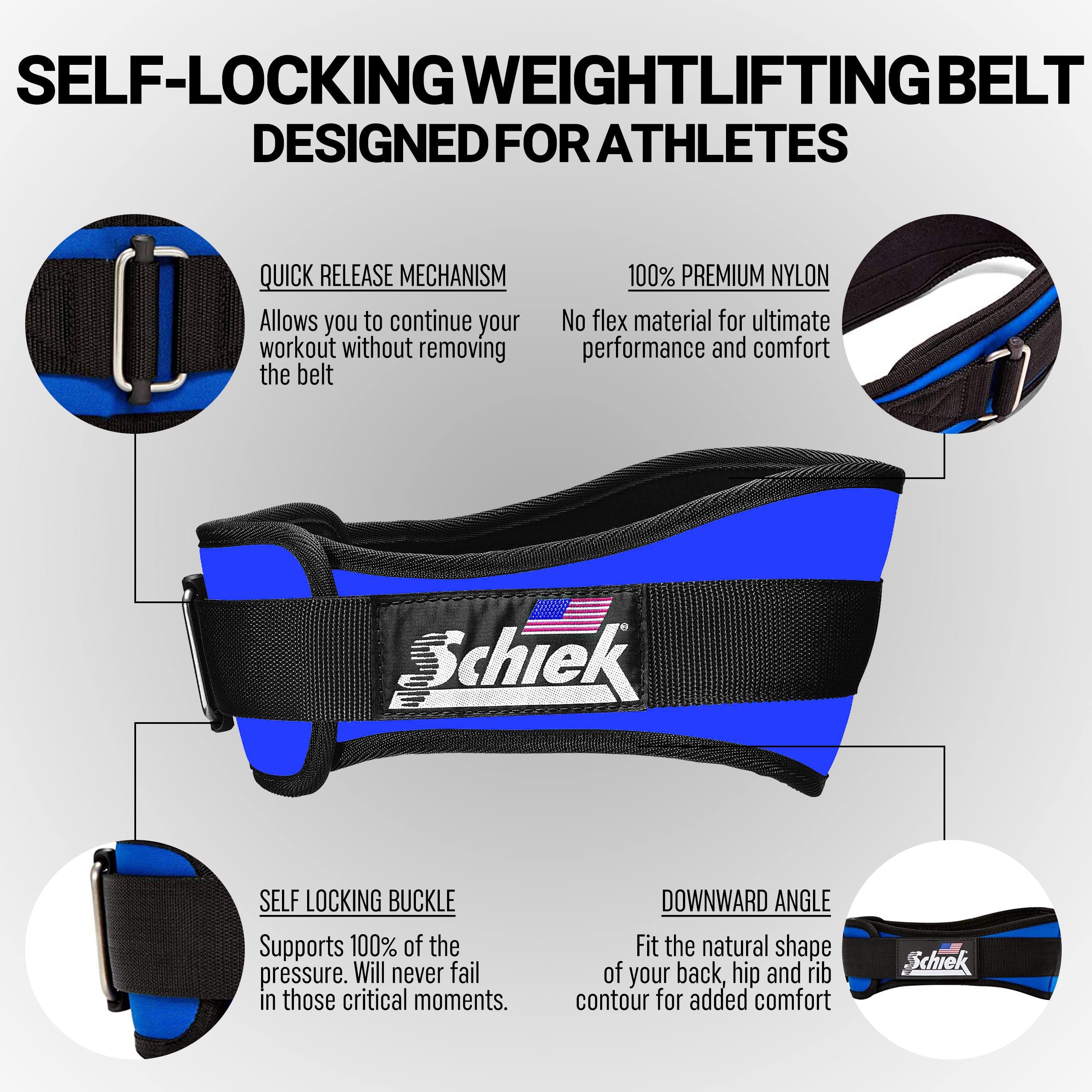 Schiek Sports 2004 Weight Lifting Belt for Men & Women - Premium Neoprene Nylon Gym Belt for Powerlifting, CrossFit & Strength Training - Ideal for Deadlifts, Squats & Olympic Lifting