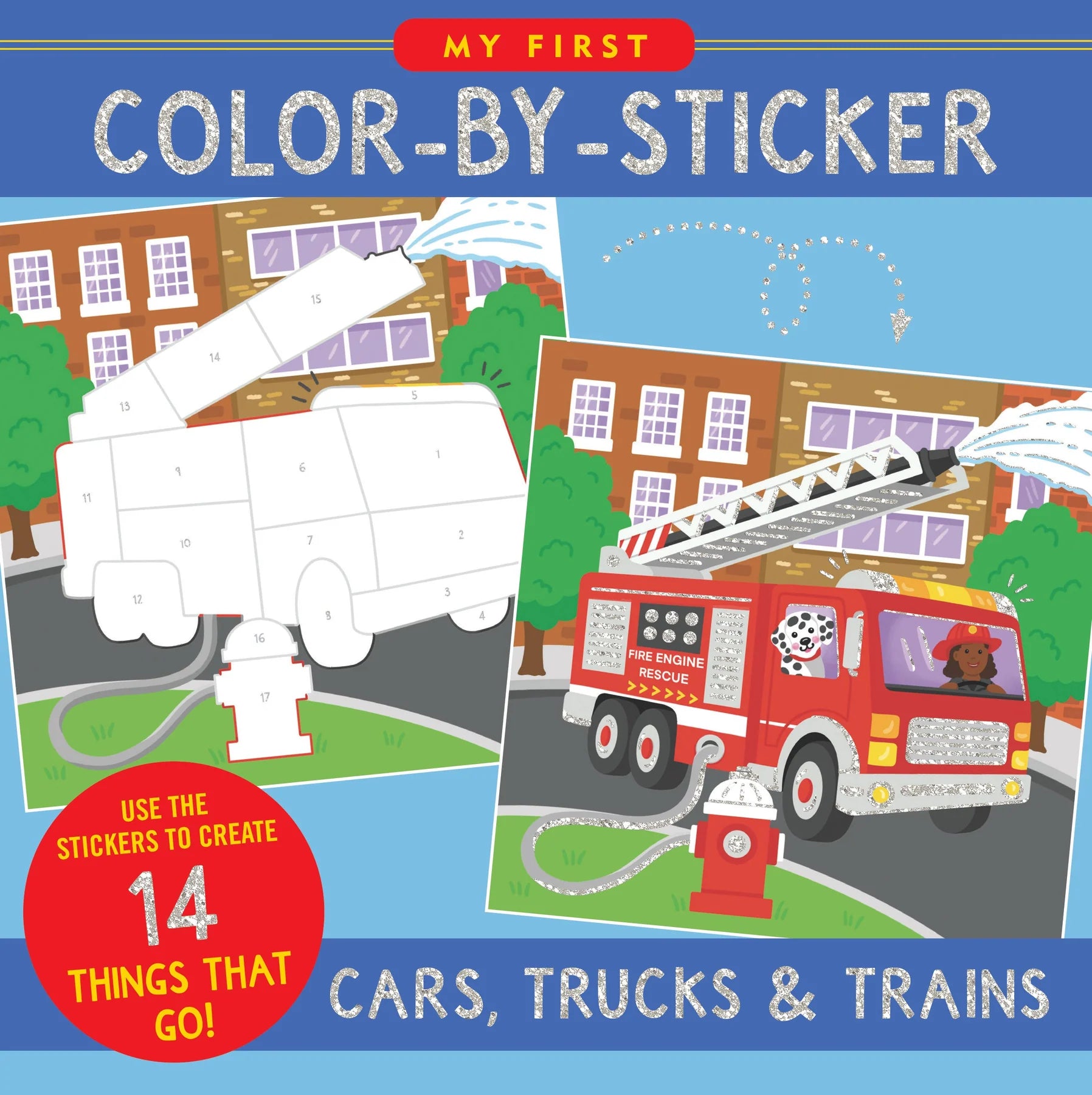 Color By Sticker Trucks & Trains - Reusable Sticker Book for Kids, Fun Educational Activity for Toddlers & Preschoolers - Perfect for Travel, Road Trips & Quiet Time Play