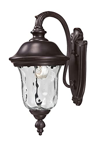 Z-Lite 534S-RBRZ Armstrong Outdoor Wall Light - Durable Aluminum Frame with Bronze Finish & Clear Water Glass Shade - Perfect for Porch, Patio, Garden, and Exterior Home Lighting