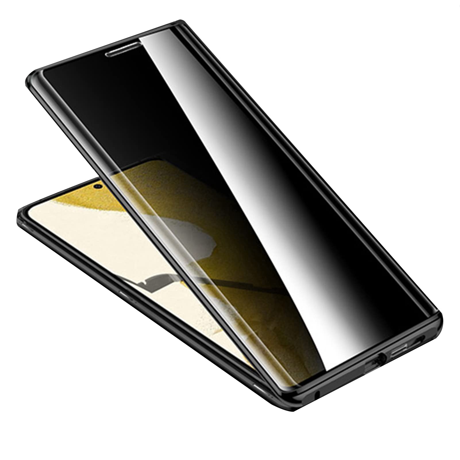 Premium 360° Full Protection Anti-Spy Case for Samsung Galaxy S22 Plus - Magnetic Metal Frame with Camera Cover & Privacy Tempered Glass | Anti-Peeping Phone Cover in Black | Perfect for Business Travel & Privacy Protection