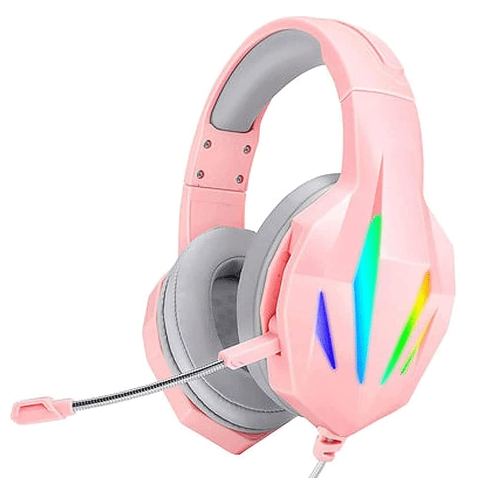 HXLAB Gaming Headset with Stereo Surround Sound, Wired Over-Ear Headphones with Mic, LED Lights & Noise Cancellation - Perfect for PC, PS4, Xbox Gaming & Online Classes
