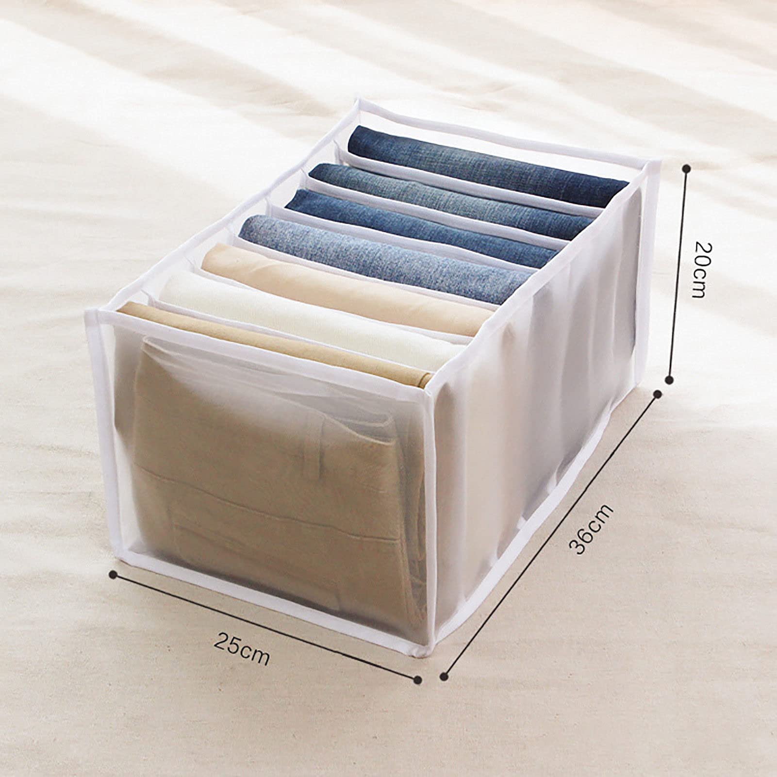 Multi-Compartment Clothes Organizer Box for Jeans, Socks & Underwear - Drawer Divider Storage Solution for Closet - Perfect Valentine's Day, Mother's Day, Christmas & Birthday Gift (White) - Ideal for Bedroom, Dorm & Travel Organization