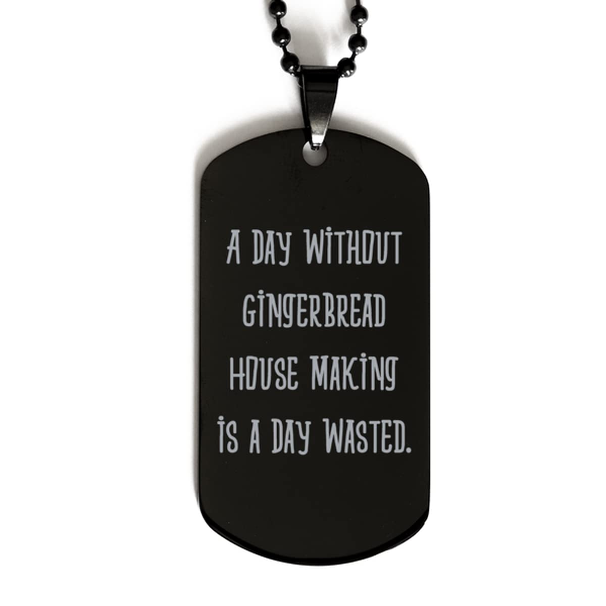Engraved Gingerbread House Dog Tag Necklace - Unique Gift for Men & Women - Perfect for Christmas & Baking Lovers