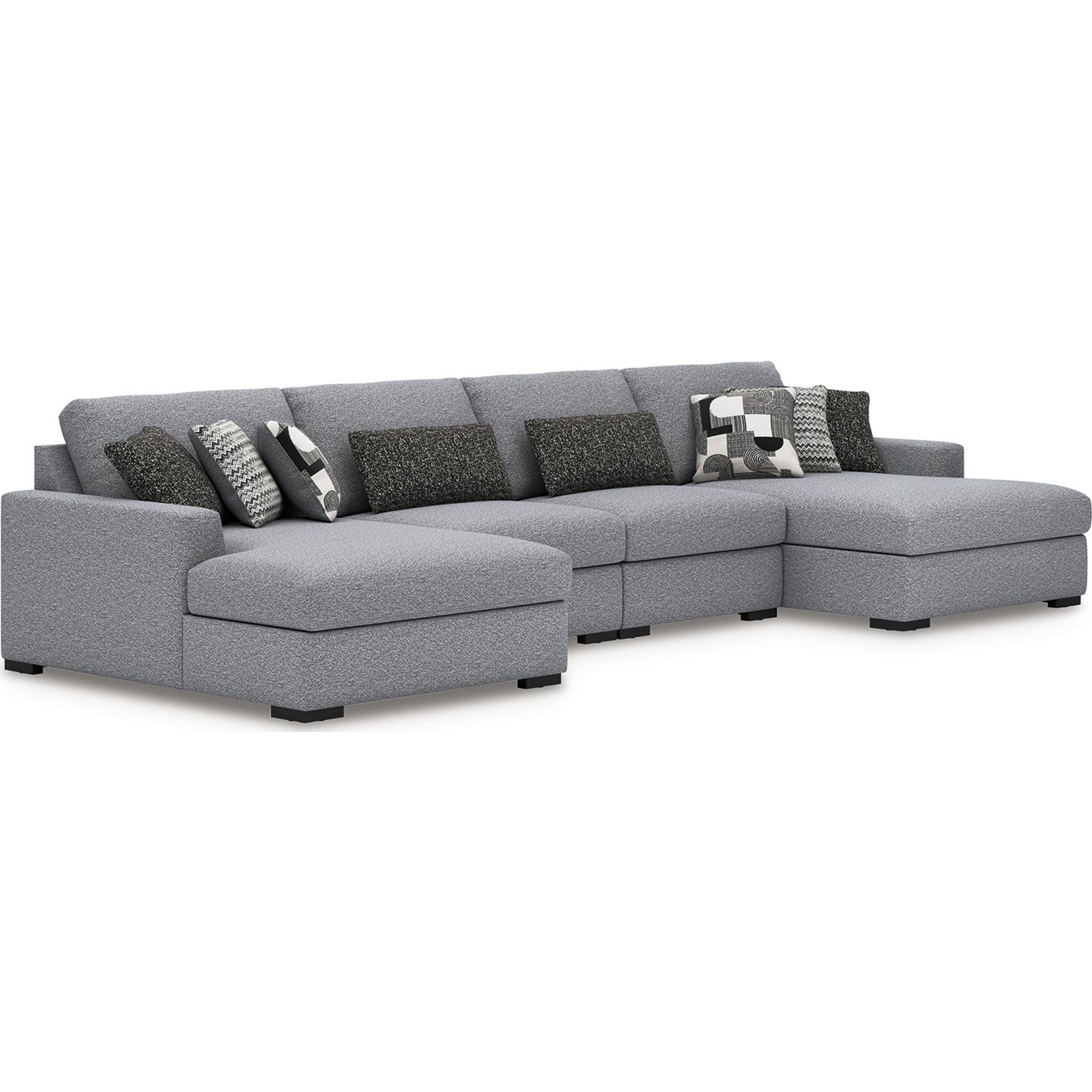 Bealton 4-Piece Sectional Sofa with Double Chaise in Salt & Pepper Color | Modern L-Shaped Living Room Furniture for Small Spaces & Family Gatherings
