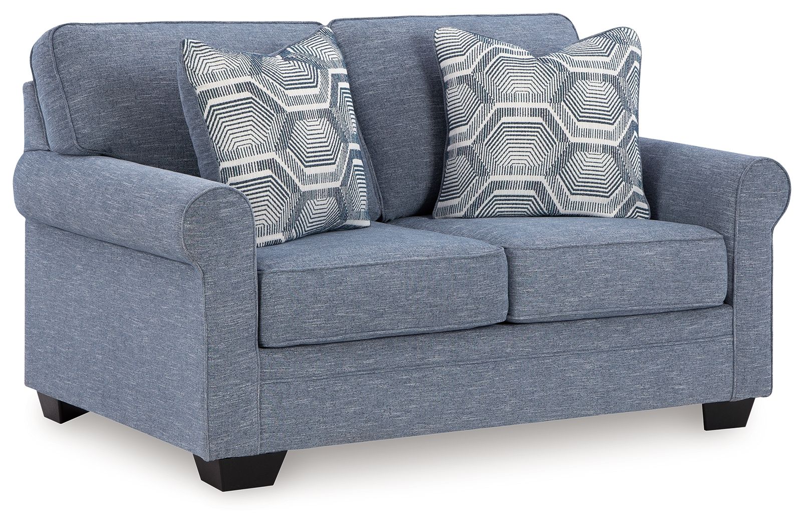 Carissa Manor Denim Loveseat - Stylish & Comfortable Small Couch for Living Room, Apartment, or Office - Perfect for Relaxing & Entertaining