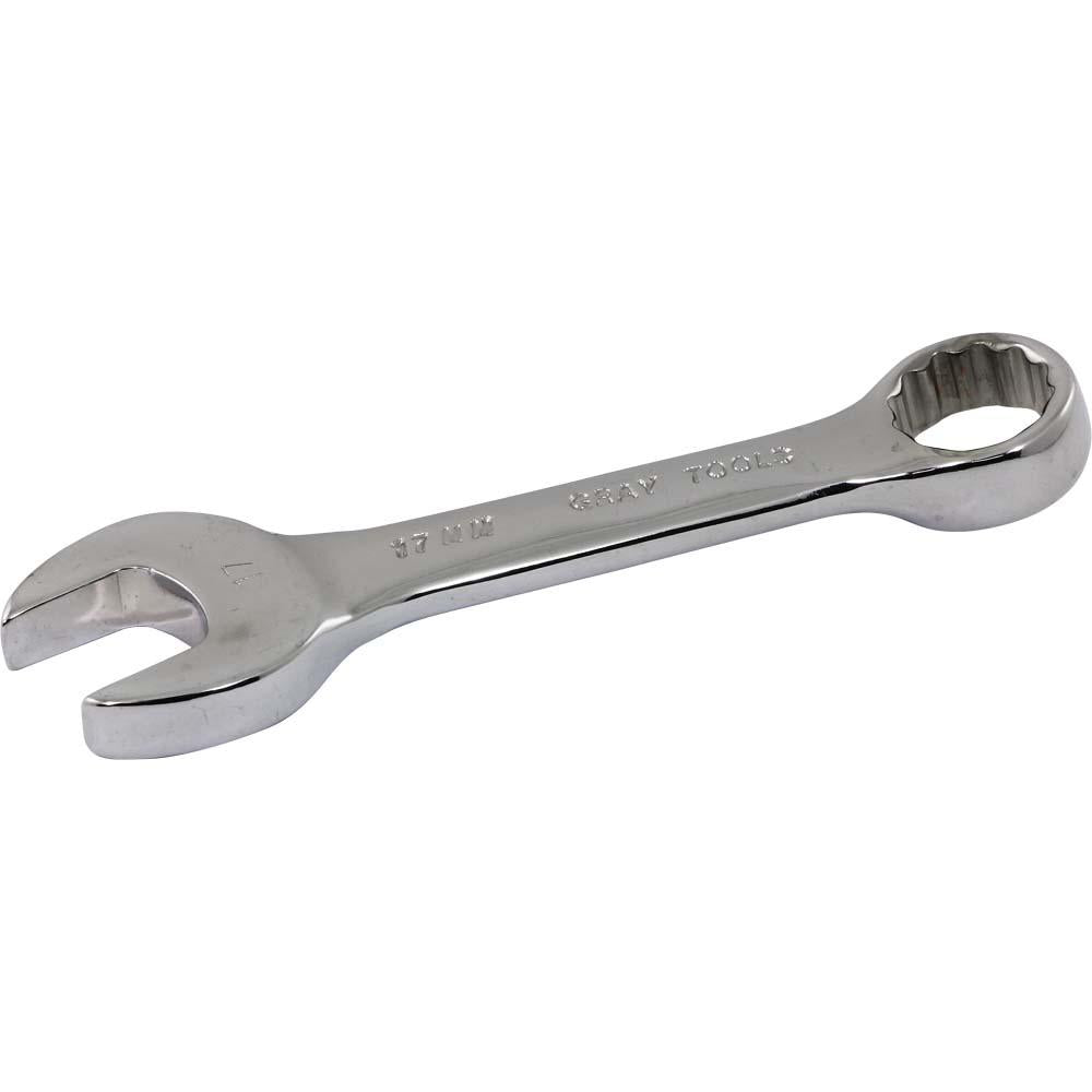 12-Piece Metric Stubby Combination Wrench Set - 15° Offset Design - Mirror Chrome Finish - Perfect for Tight Spaces & Automotive Repair