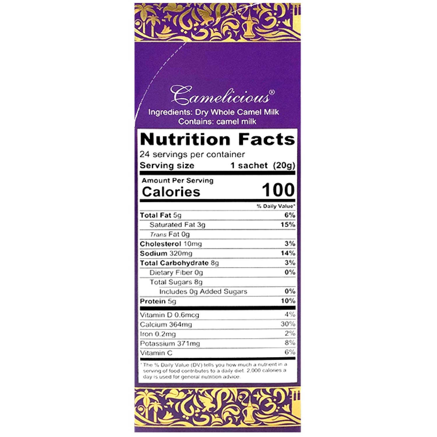 Premium Camel Milk Powder - Camelicious 480g (24x20g Packets) | Non-GMO, Gluten Free, Low Lactose | Flash Pasteurized for Longer Shelf Life | Ideal for Coffee, Smoothies & Baking | Healthy Milk Alternative