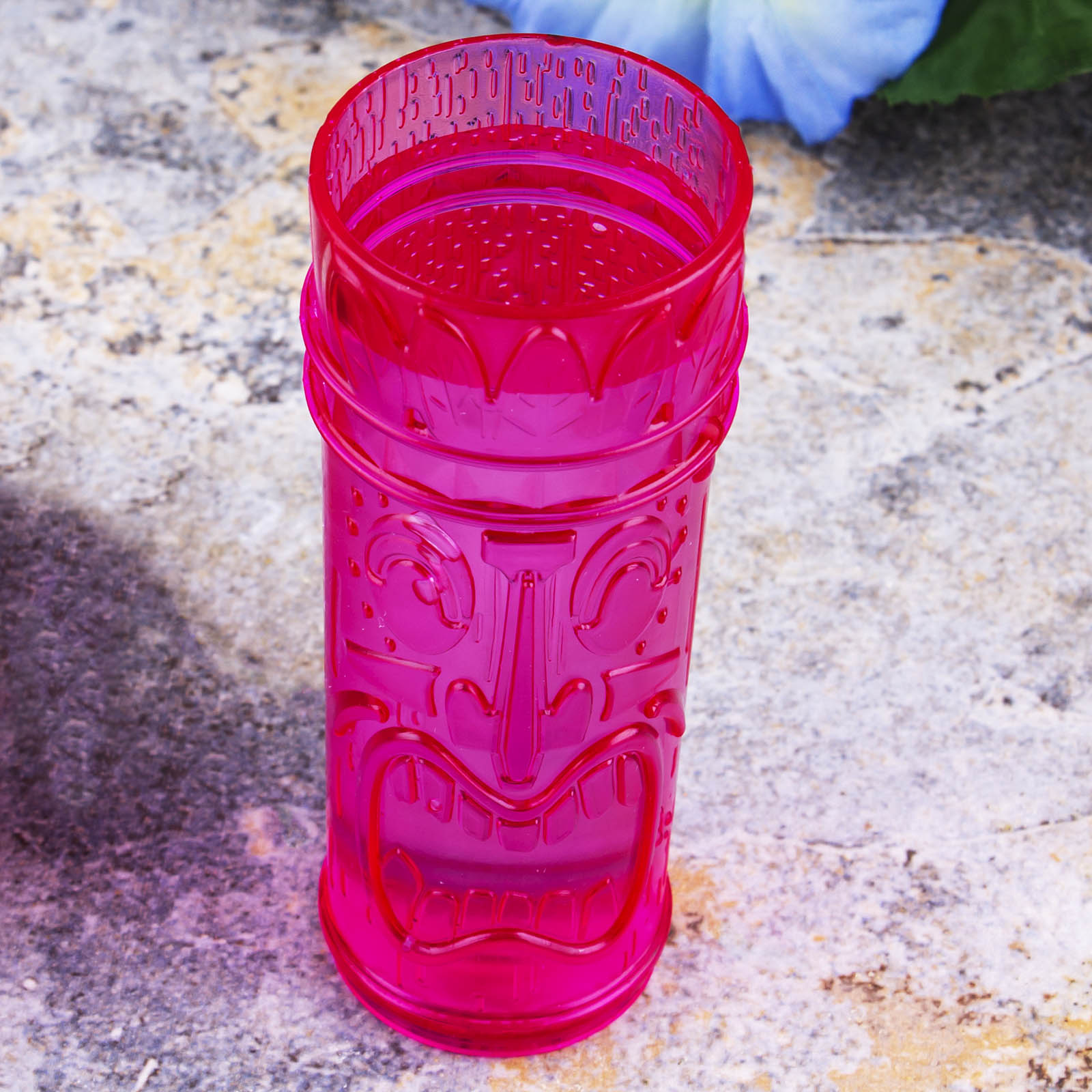 BarConic® Plastic Tiki Shot Glasses - 2.25oz (Set of 4) - Vibrant Pink - Perfect for Tropical Parties, Luau Events & Summer Cocktails