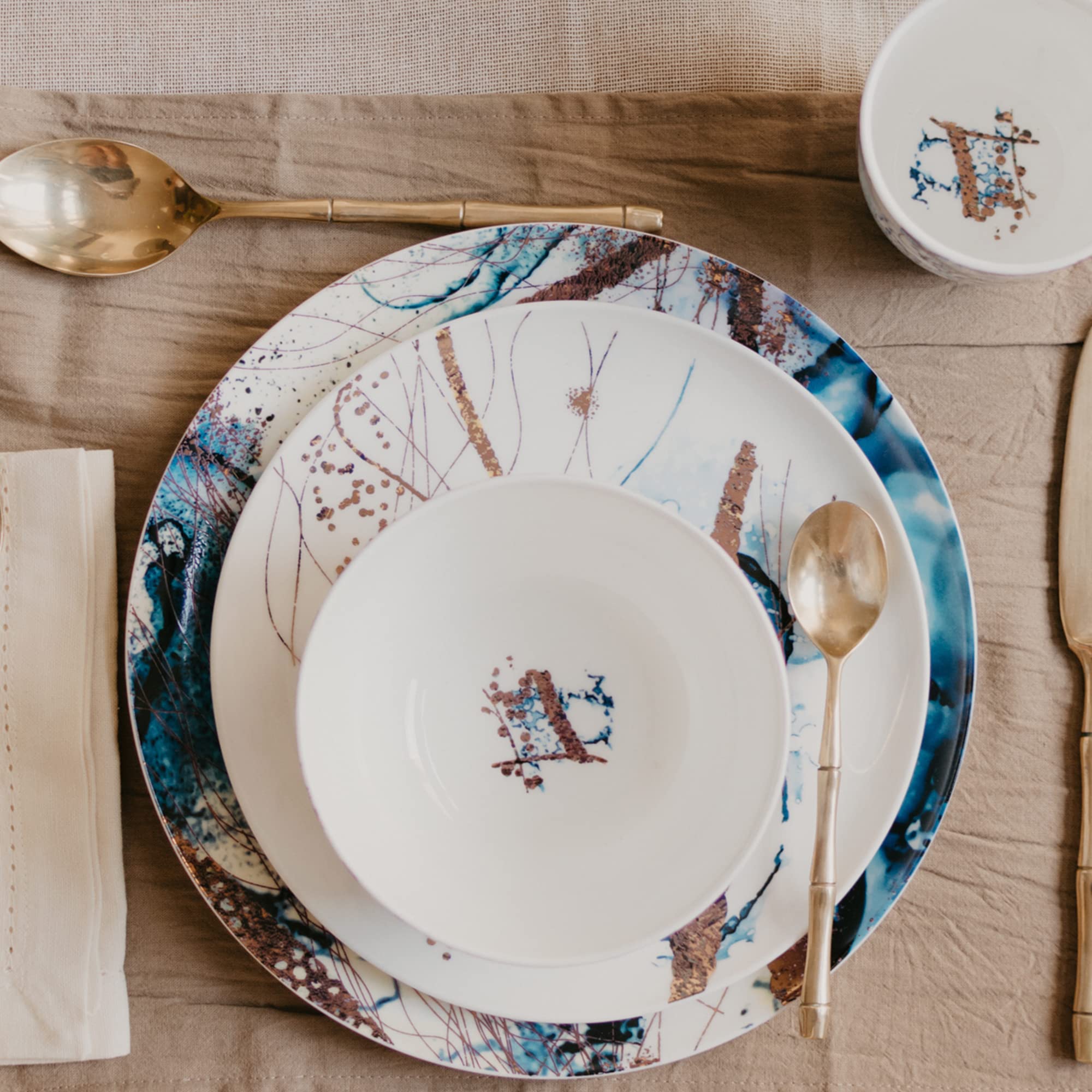 KOKEN 16-Piece Ceramic Dinnerware Set for 4 - Bone China Plates & Bowls (Dinner Plates, Salad Plates, Cereal Bowls) - Microwave Safe Dish Set - Perfect for Family Meals, Dinner Parties & Everyday Use