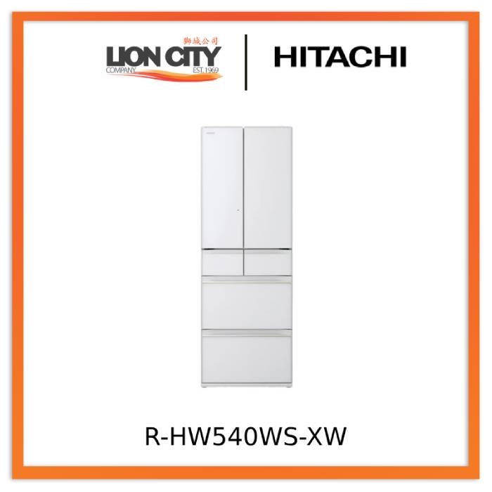 Hitachi R HW540WS XN/XW/XK 540L Multi-Door Refrigerator - Energy Efficient Large Capacity Fridge for Home, Kitchen, Restaurant & Office Use