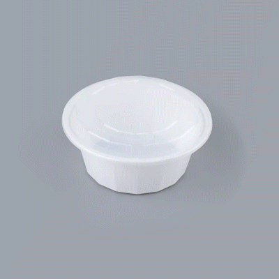 32 oz Round White Plastic Food Storage Containers with Clear Lids - Microwave Safe Takeout Boxes (7.25