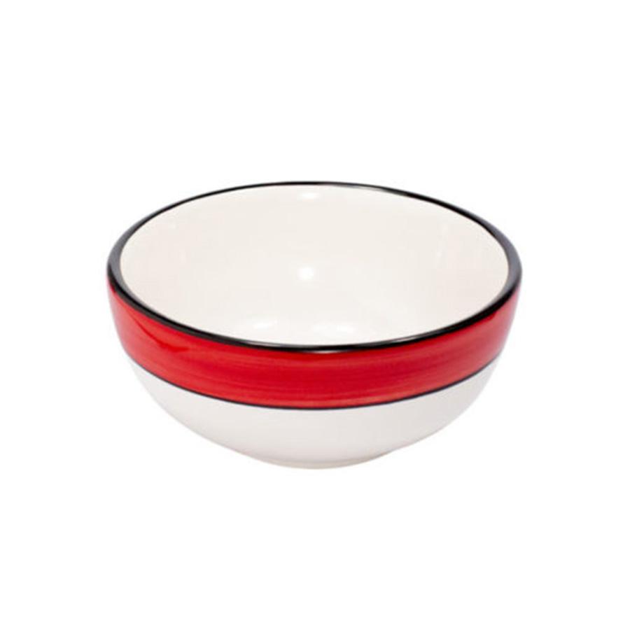 4-Piece White & Red Spree Pattern Bowl Set - Durable Ceramic Bowls for Soup, Salad, Cereal & Serving - Perfect for Family Dinners & Entertaining