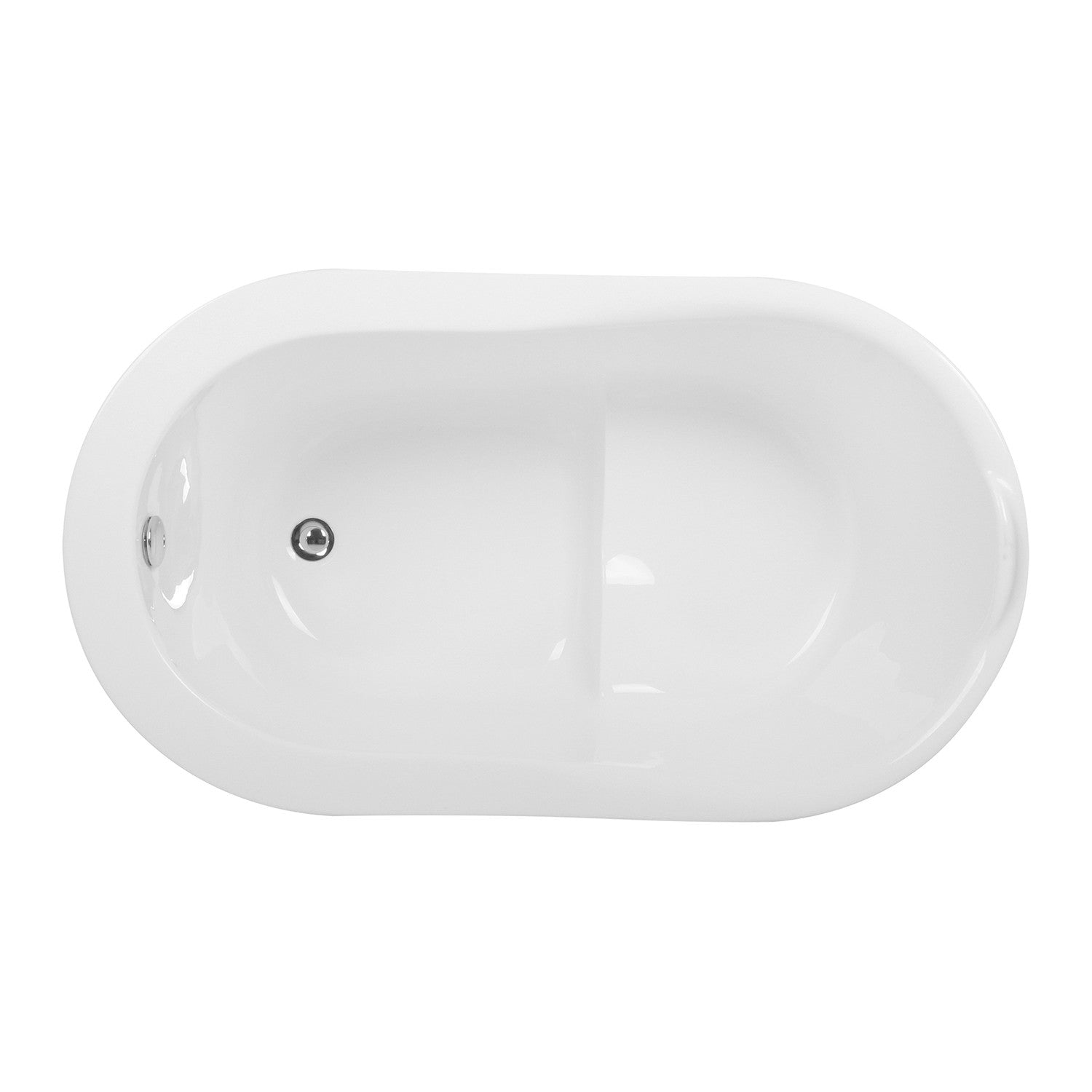 Aqua Eden 52 Inch Acrylic Oval Freestanding Bathtub with Drain & Built-in Seat - Glossy White Slipper Tub for Luxury Bathroom & Spa Relaxation
