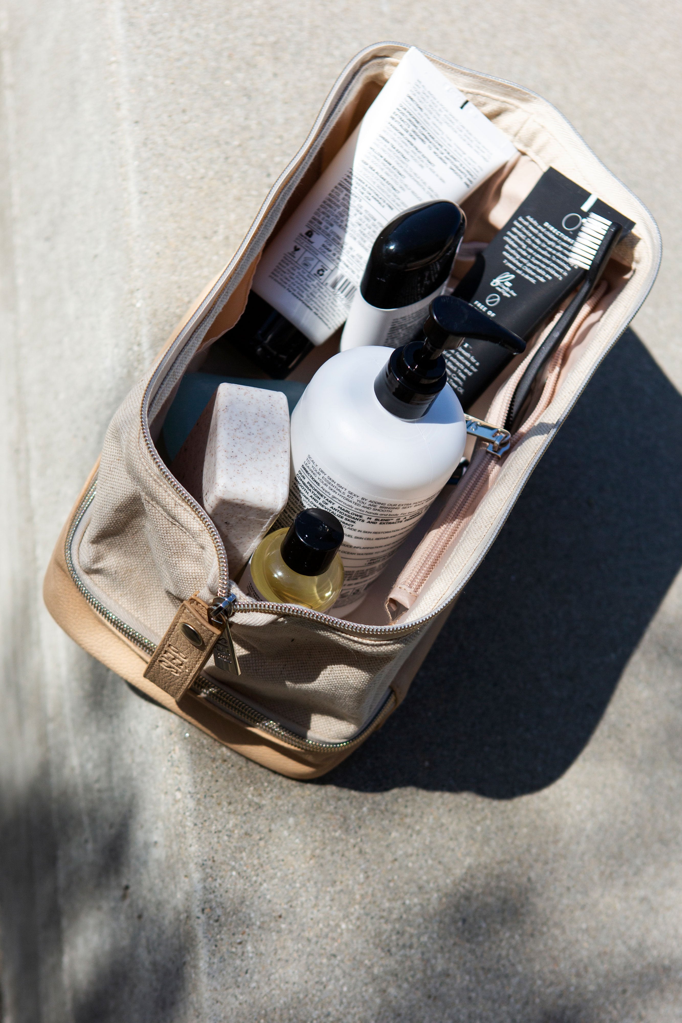 Premium Beige Dopp Kit for Men - Water-Resistant Travel Toiletry Bag - Perfect for Gym, Camping & Business Trips