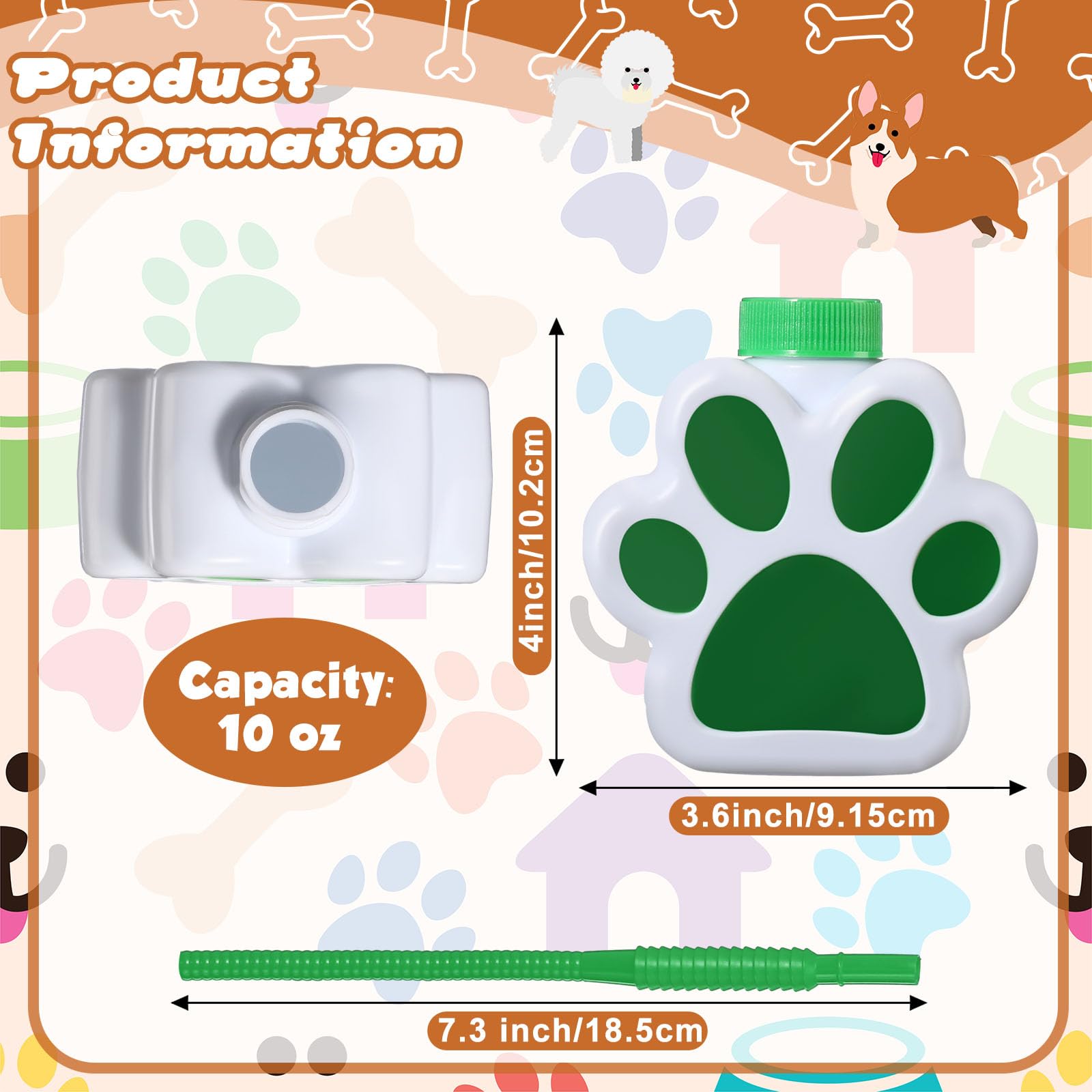 24 Pack 10 oz Dog Paw Print Plastic Cups with Lids & Straws - Cute Puppy Themed Birthday Party Supplies for Kids, Bulk Puppy Party Favors & Decorations - Perfect for Dog Birthday Parties, Puppy Showers & Pet Lover Events