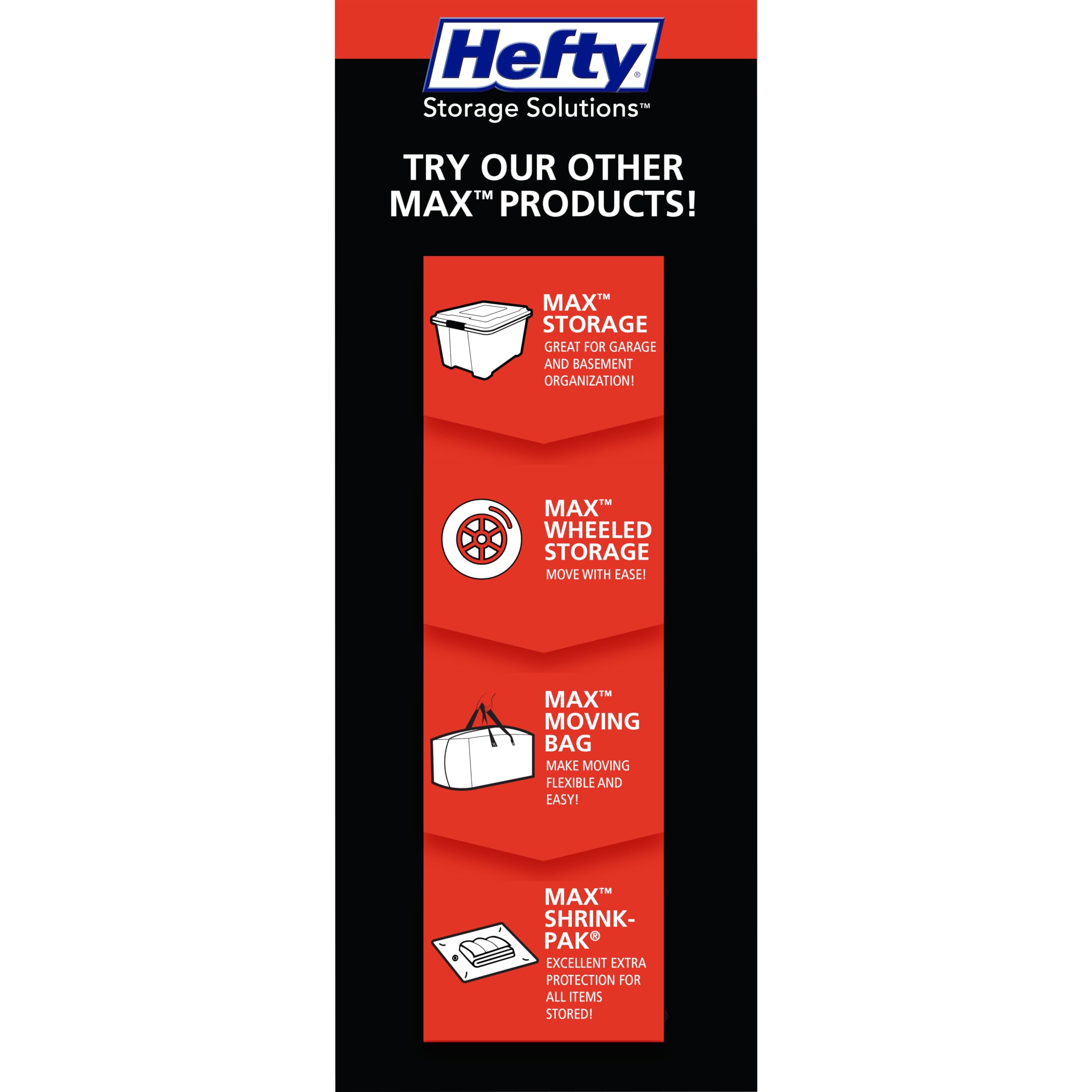Hefty MAX Shrink-Pak Vacuum Storage Bags Combo Pack - Extra Strong Tear-Resistant Space Saver Bags for Clothes, Blankets, Pillows & Home Organization - Includes 1 Large, 1 XL, 1 Jumbo Bags - Perfect for Seasonal Storage, Moving & Space Saving
