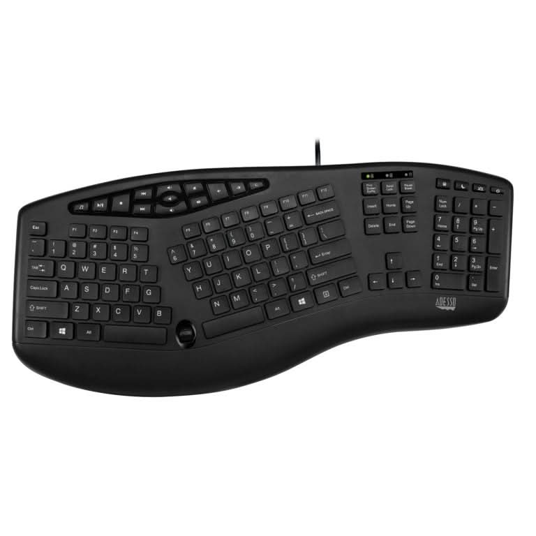 Adesso AKB-160UB USB Wired Keyboard - UK Layout QWERTY English Black Keyboard for Office, Home & Gaming