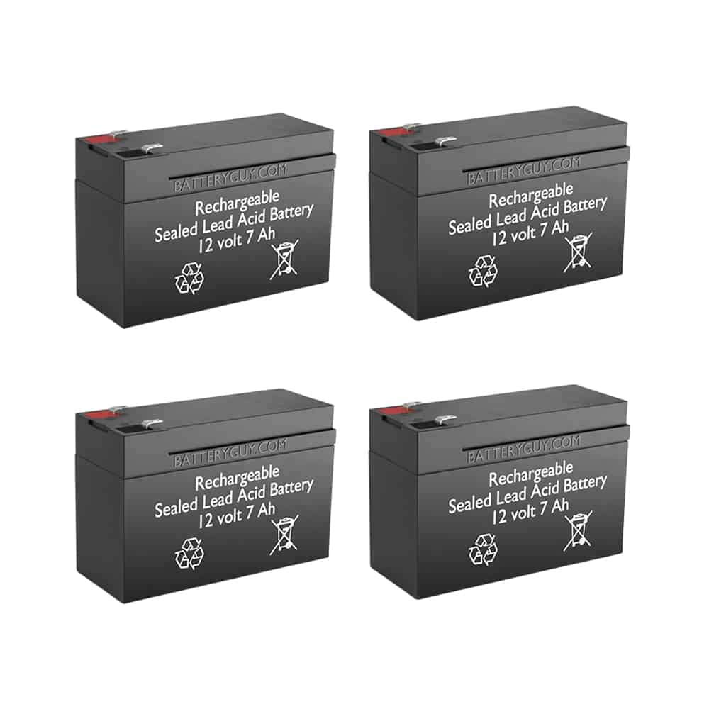XP1272 Replacement 12V 7Ah SLA Rechargeable Battery - F1 Terminals (4-Pack) | Compatible with Security Systems, Emergency Lights & UPS Backup Power - BatteryGuy Brand Equivalent