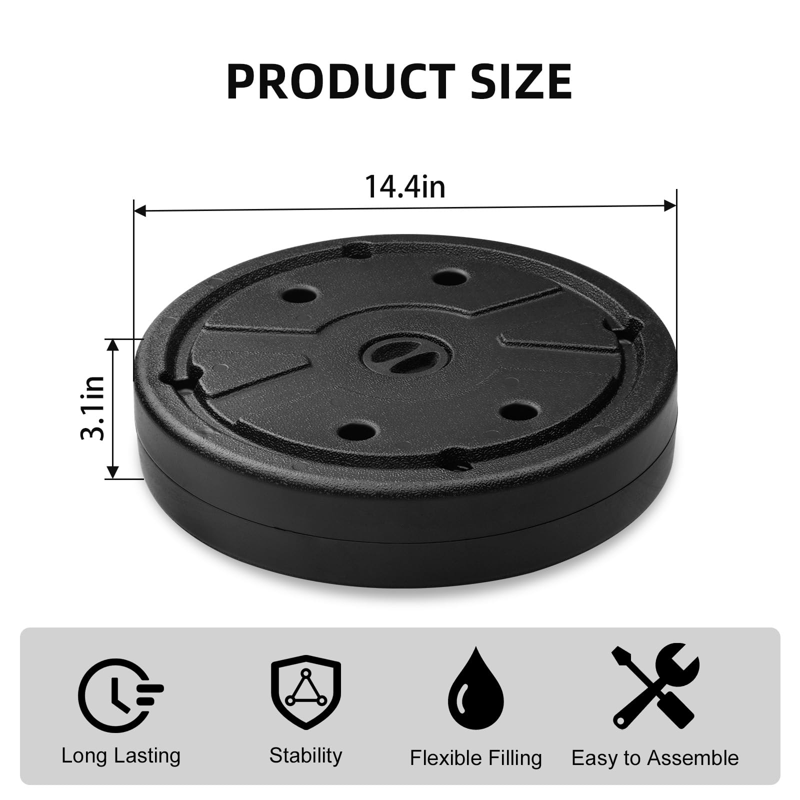 Heavy Duty Black Patio Heater Sand Weight Bag - 26.45 lbs Capacity Water/Sand Filler Base for Outdoor Umbrella Heaters | Weatherproof, Universal Fit for Most Patio Heaters | Perfect for Backyard, Deck, Garden & Restaurant Outdoor Heating