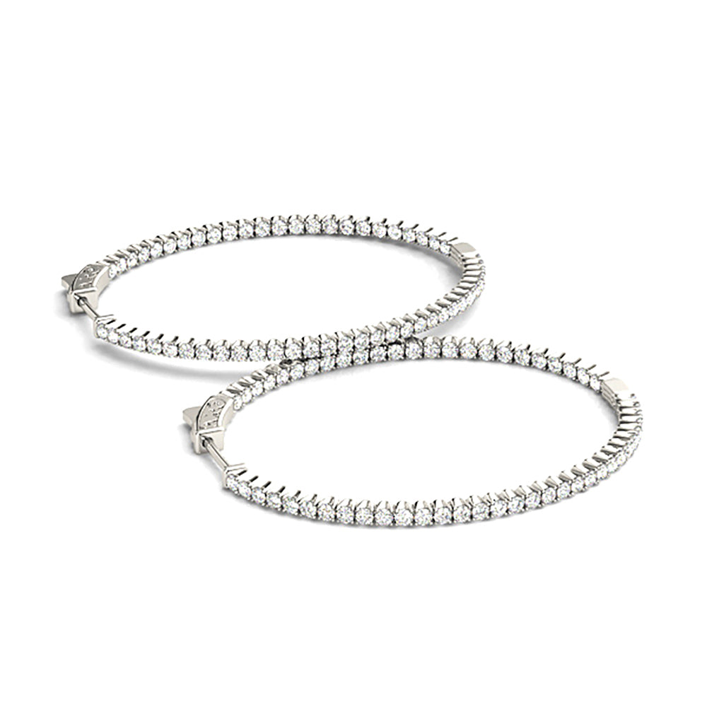 2.25 CTW Oval Inside Out Diamond Hoop Earrings for Women - Elegant & Timeless Jewelry for Parties, Weddings & Everyday Wear