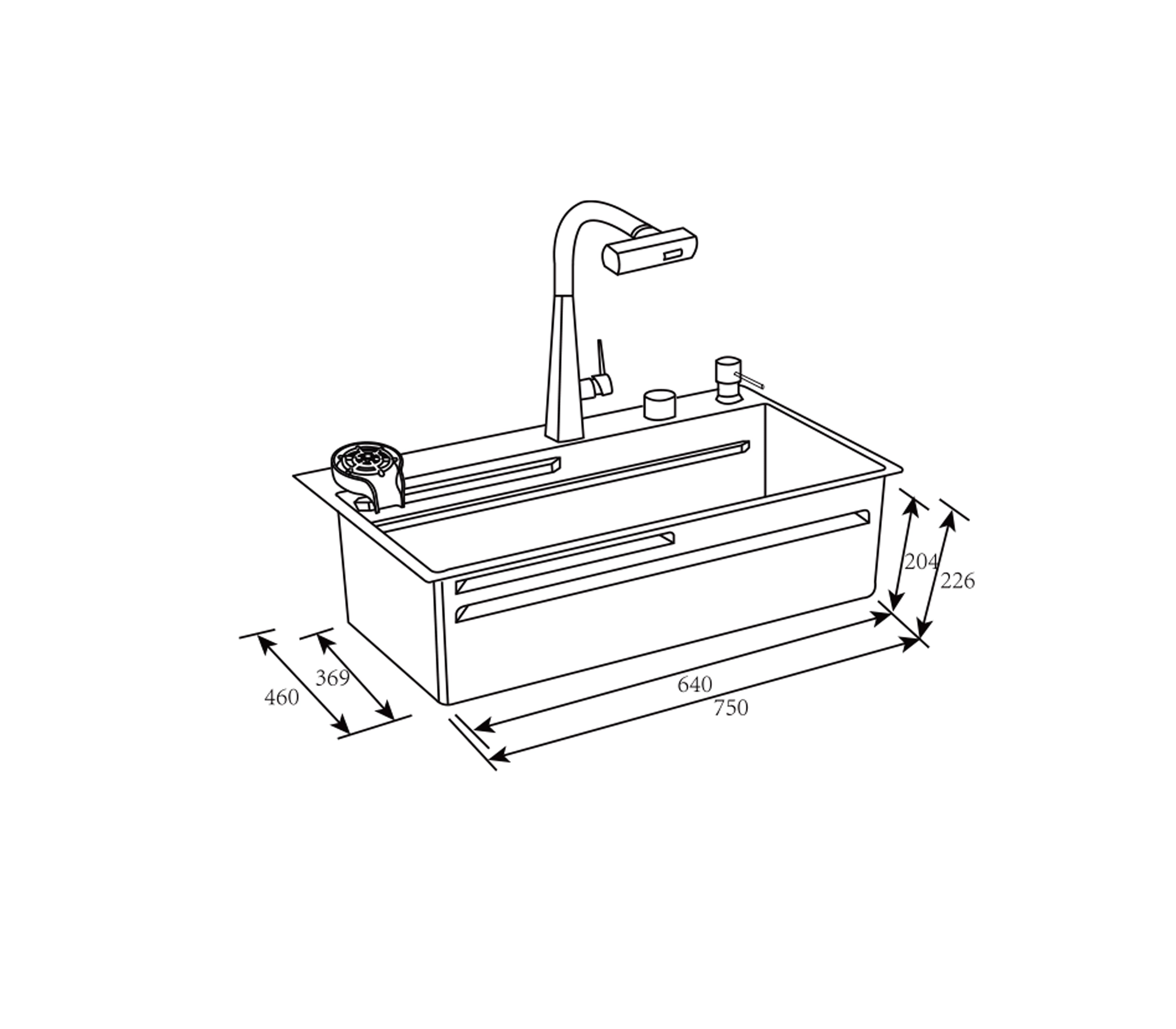 Fregadero Flusso Lite 75 1-Basin Stainless Steel Kitchen Sink with Accessories - Perfect for Modern Home Renovation & Small Space Kitchens