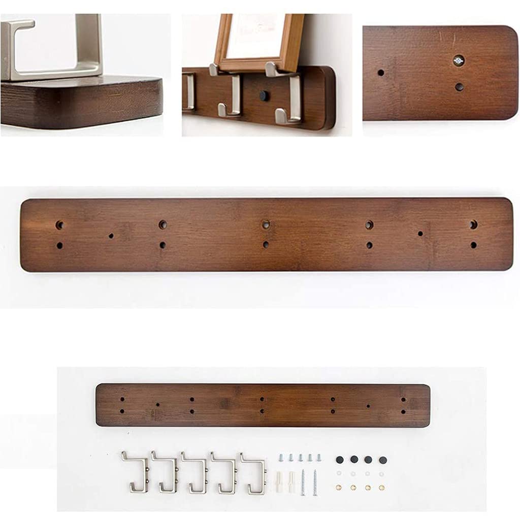 Stylish Bamboo Wall Mounted Coat Rack with 6 Hooks - Space Saving Entryway Organizer for Jackets, Hats, Scarves & Keys | Perfect for Small Apartments, Mudrooms & Closet Organization