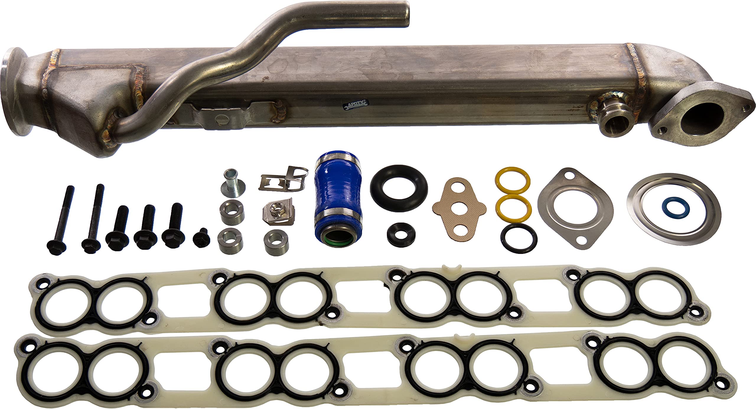 APDTY 015373 EGR Cooler Kit with Gaskets - Upgraded Stainless Steel Straight Tube Design for Improved Engine Performance | Compatible with Ford, Chevy & Dodge Trucks | Perfect for Emissions Control & Fuel Efficiency