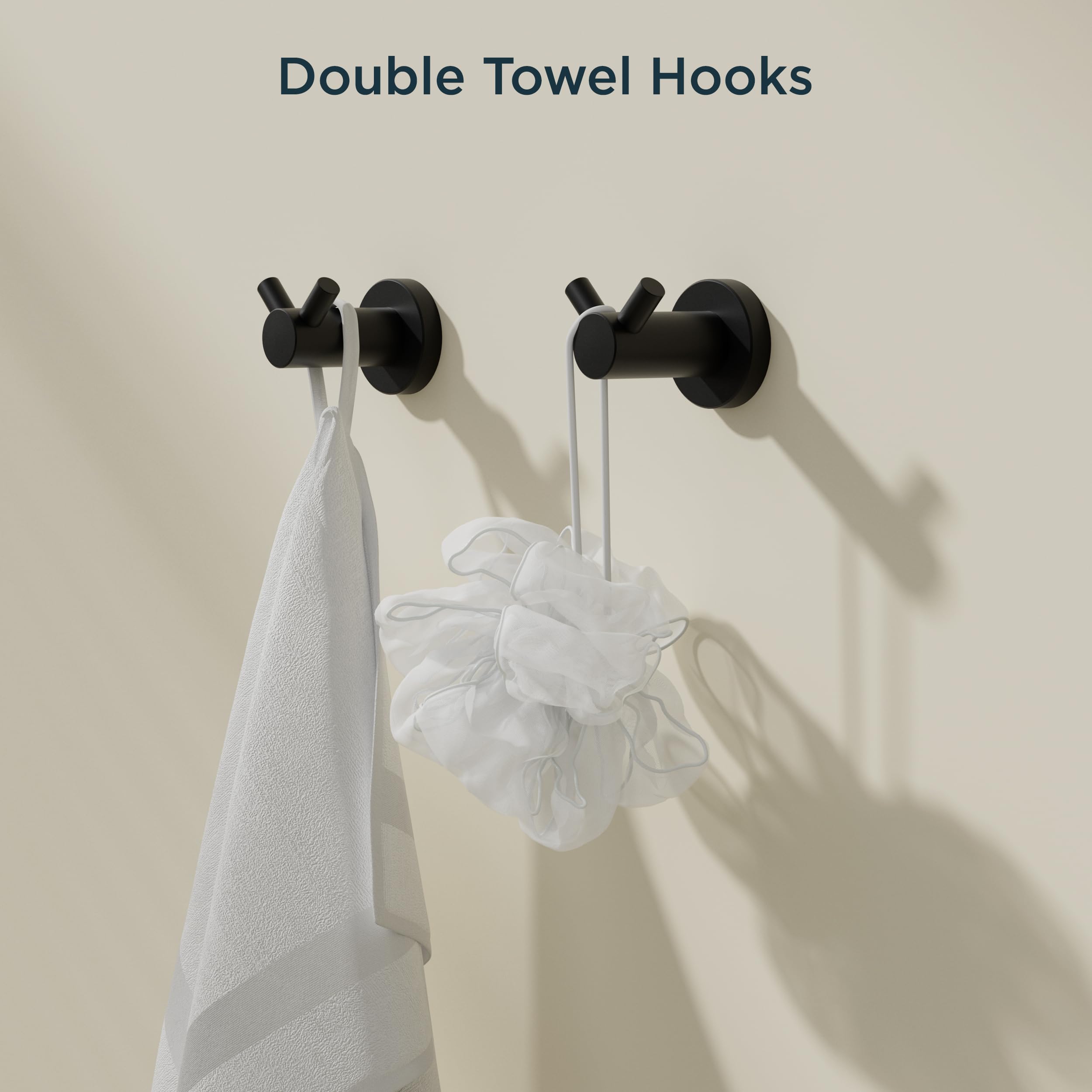 FORIOUS 8-Piece Bathroom Hardware Set - 24 Inch SUS304 Thickened Stainless Steel Towel Bar Holder, Modern Wall Mounted Towel Rack in Matte Black - Perfect for Bathroom, Spa & Guest Room Organization