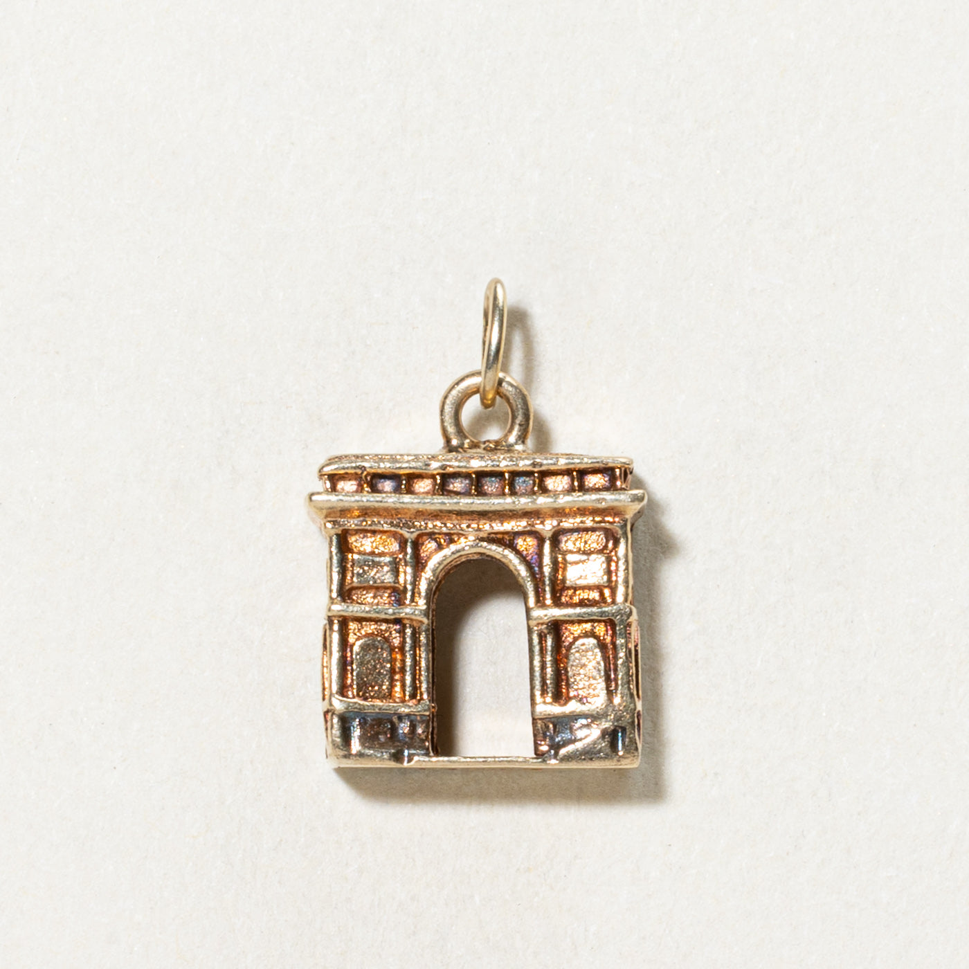 10K Yellow Gold Arc de Triomphe Charm Pendant - Elegant Parisian Inspired Jewelry for Necklace or Bracelet - Perfect Gift for Travel Lovers & Francophiles