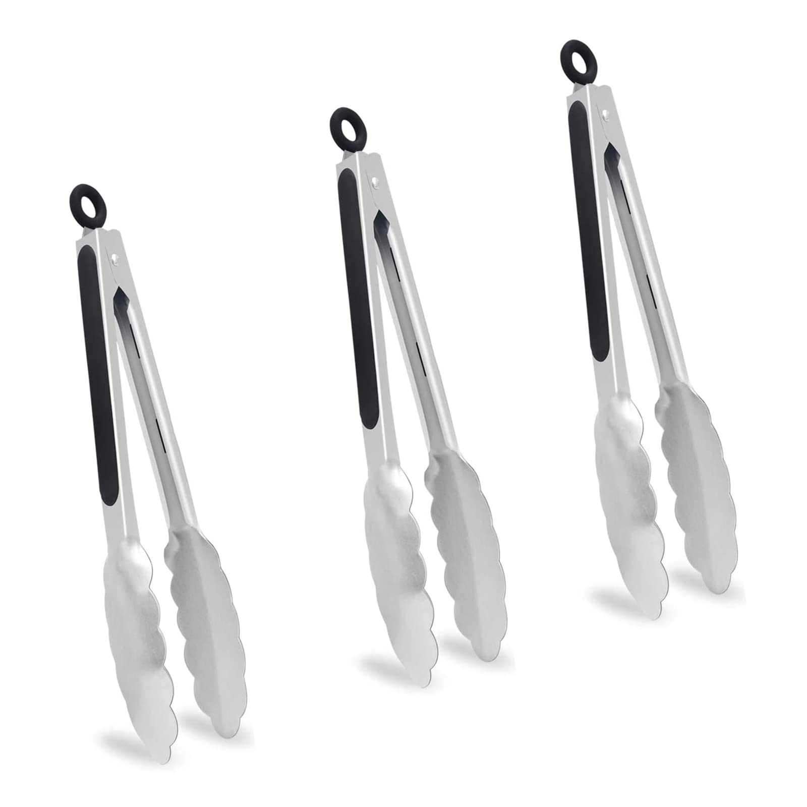 18/10 Stainless Steel 7-Inch Mini Tongs Set of 3 for Kitchen & Salad Serving