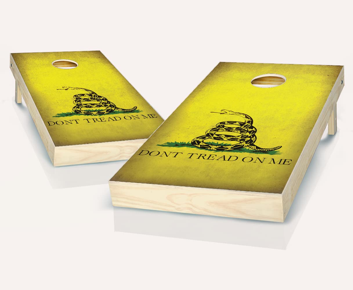 Skip's Garage Don't Tread on Me Cornhole Game Set - 2 Regulation Boards & 8 Premium Bean Bags - American Flag Design Backyard Tailgate Party Game for Adults & Kids