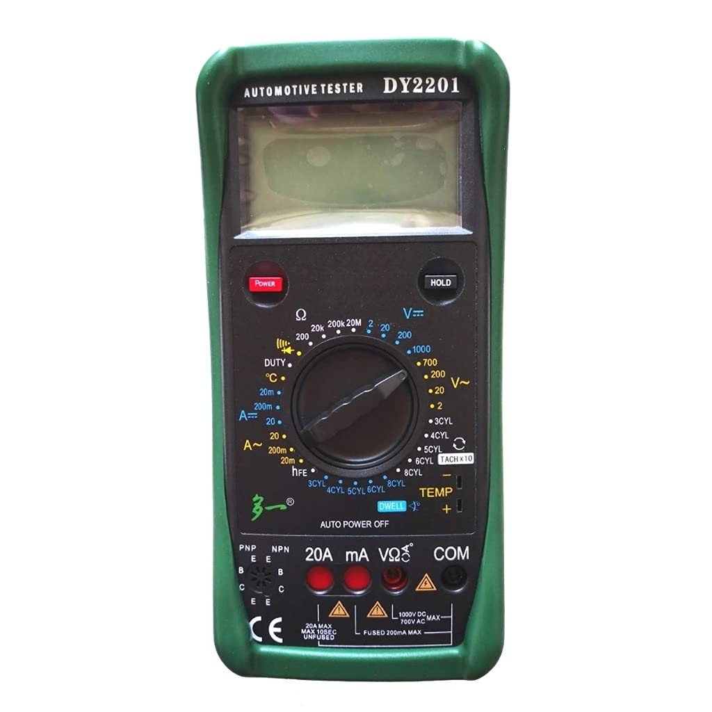 WDBBY DY2201 Digital Automotive Multimeter - 500-10000 RPM Tester, Dwell Angle & Temperature Measurement | Perfect for Car Diagnostics, Engine Tuning & Electrical System Testing