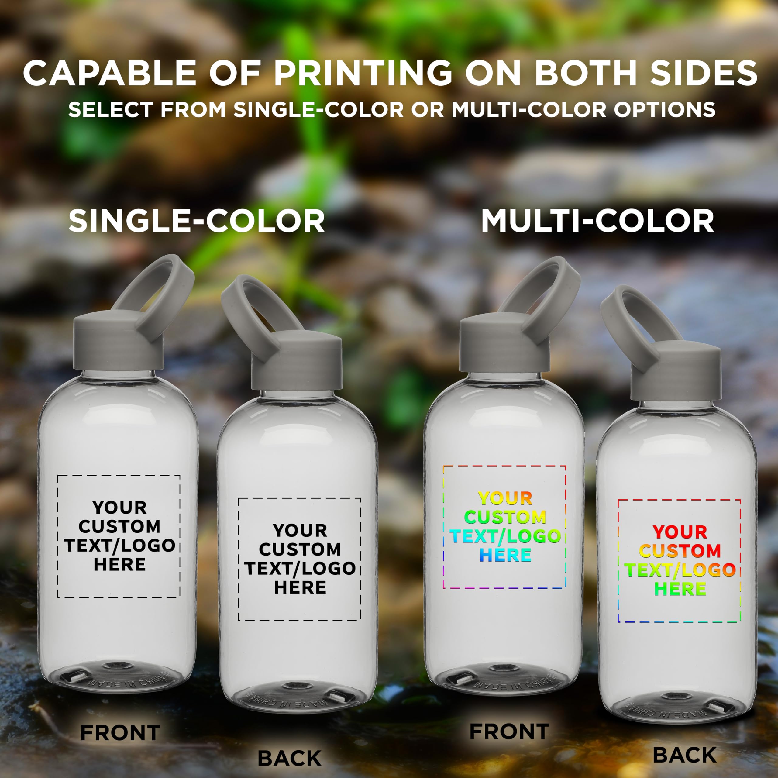 10 Pack 20oz Customizable Water Bottles with Handle - Personalized Text & Logo - Flexi-Grip Plastic Drinkware - Ideal for Sports, Gym, Outdoor Activities & Corporate Gifts