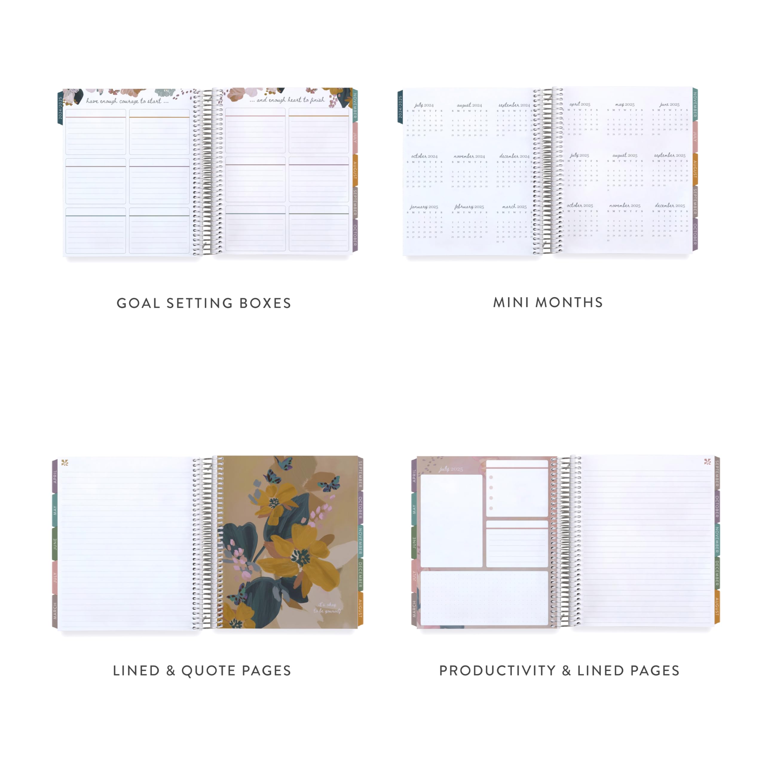 Erin Condren 7x9 Coiled Life Planner 2024-2025 - July to June Academic Planner with Evolve Classic Cover, Vertical Layout & Bold Blooms Design | Perfect for Students, Teachers & Productivity Enthusiasts | Organize School, Work & Personal Goals