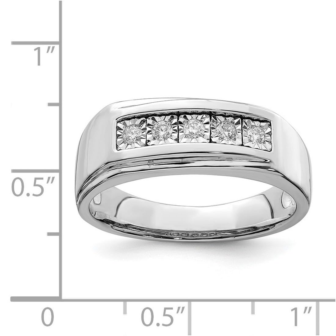 925 Sterling Silver Men's Polished Diamond Ring - Elegant Wedding Band, Anniversary Gift for Him - Perfect for Engagements, Proposals & Special Occasions