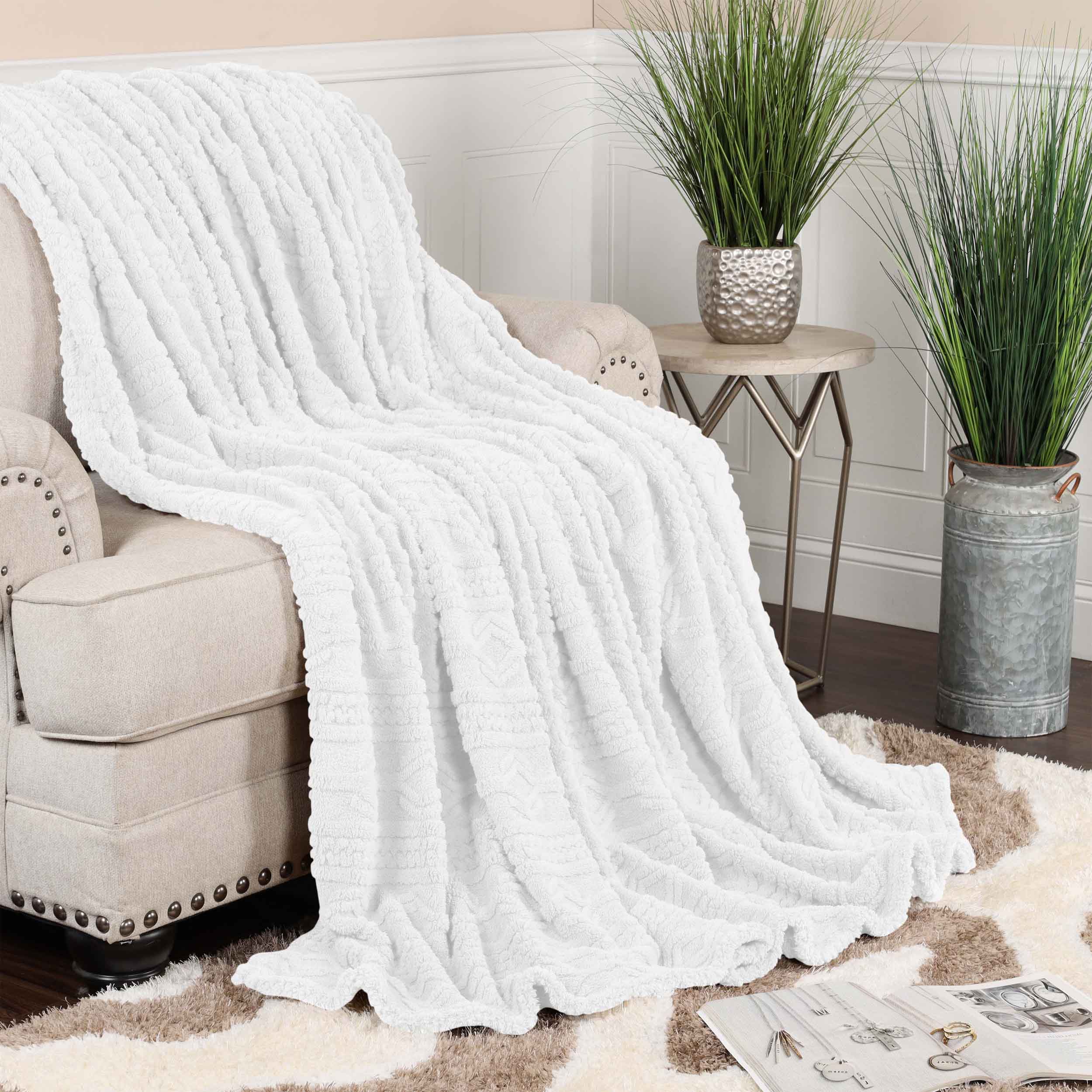 Arctic Boho Jacquard Plush Fleece Blanket - Ultra Soft & Warm Winter Throw for Couch, Bed, Sofa - Perfect for Home Decor, Cozy Nights & Gift Giving